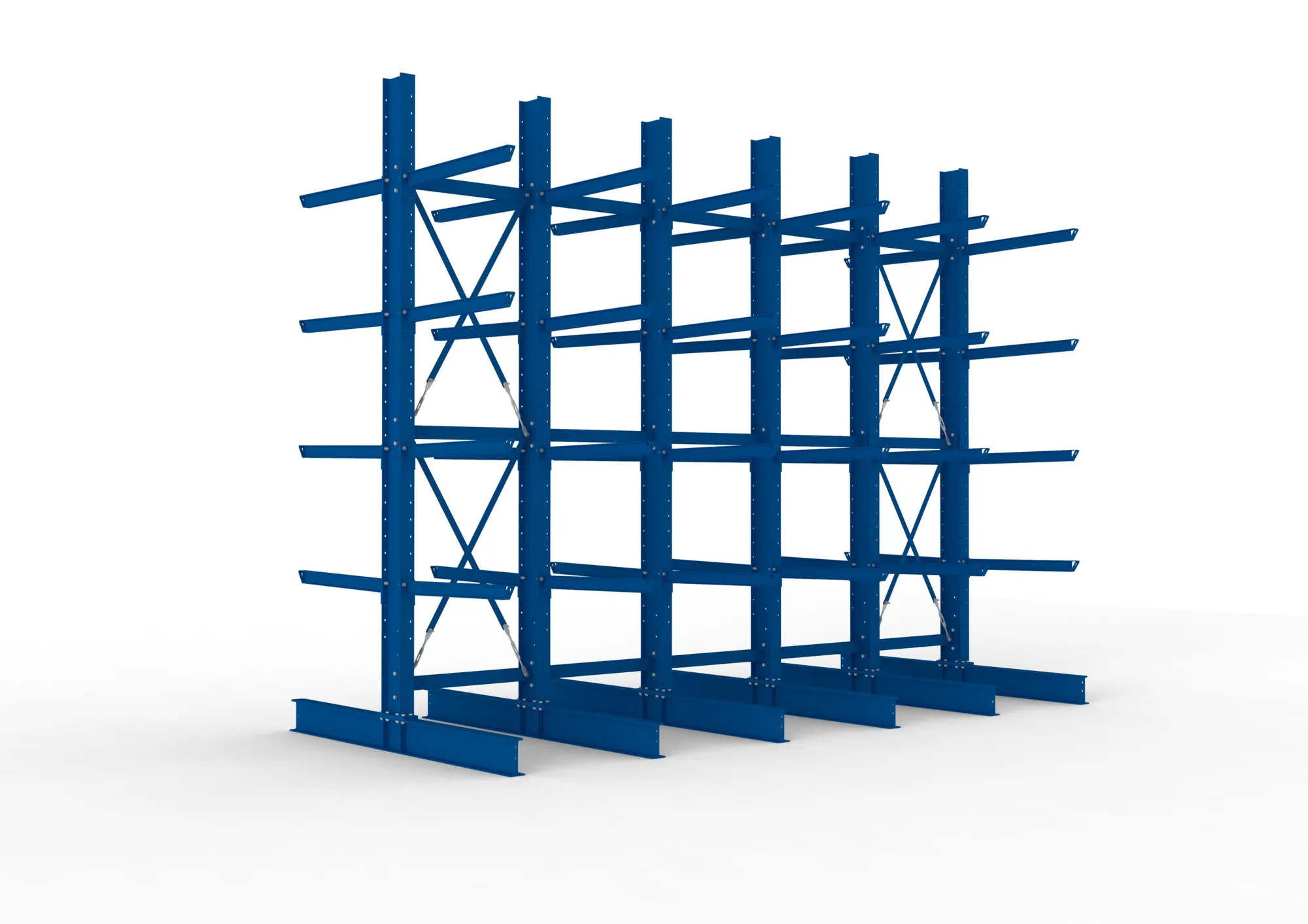 META MULTISTRONG H | Kragarmregal | 5 Felder | 4000 x 5000 x 1000 mm | Armlast 505 kg | doppelseitig | 4+1 Ebenen