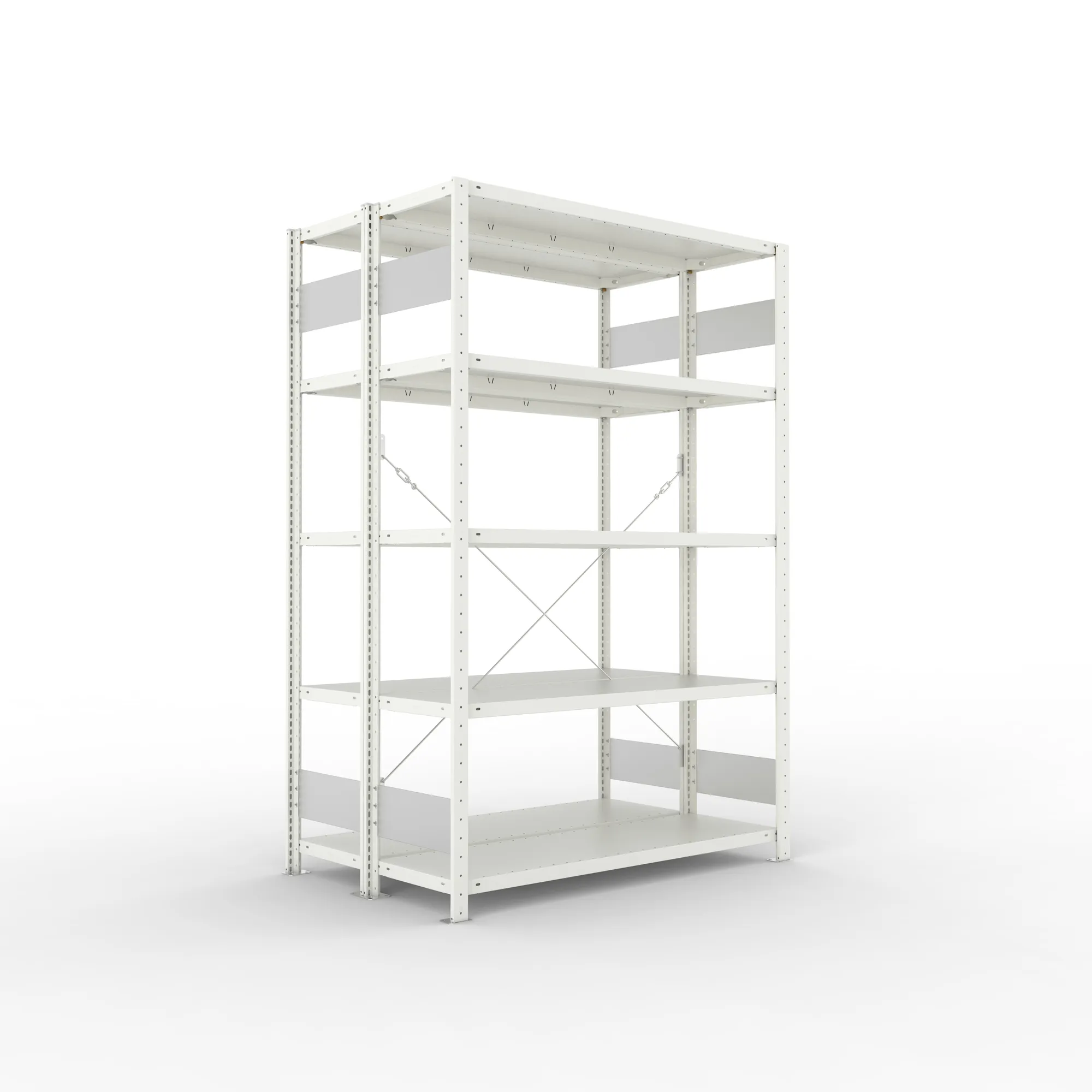 META CLIP S3 | Fachbodenregal | Doppel-Grundregal | 2000 x 1300 x 400 mm | Fachlast 150 kg | 4+1 Ebenen | RAL 7035