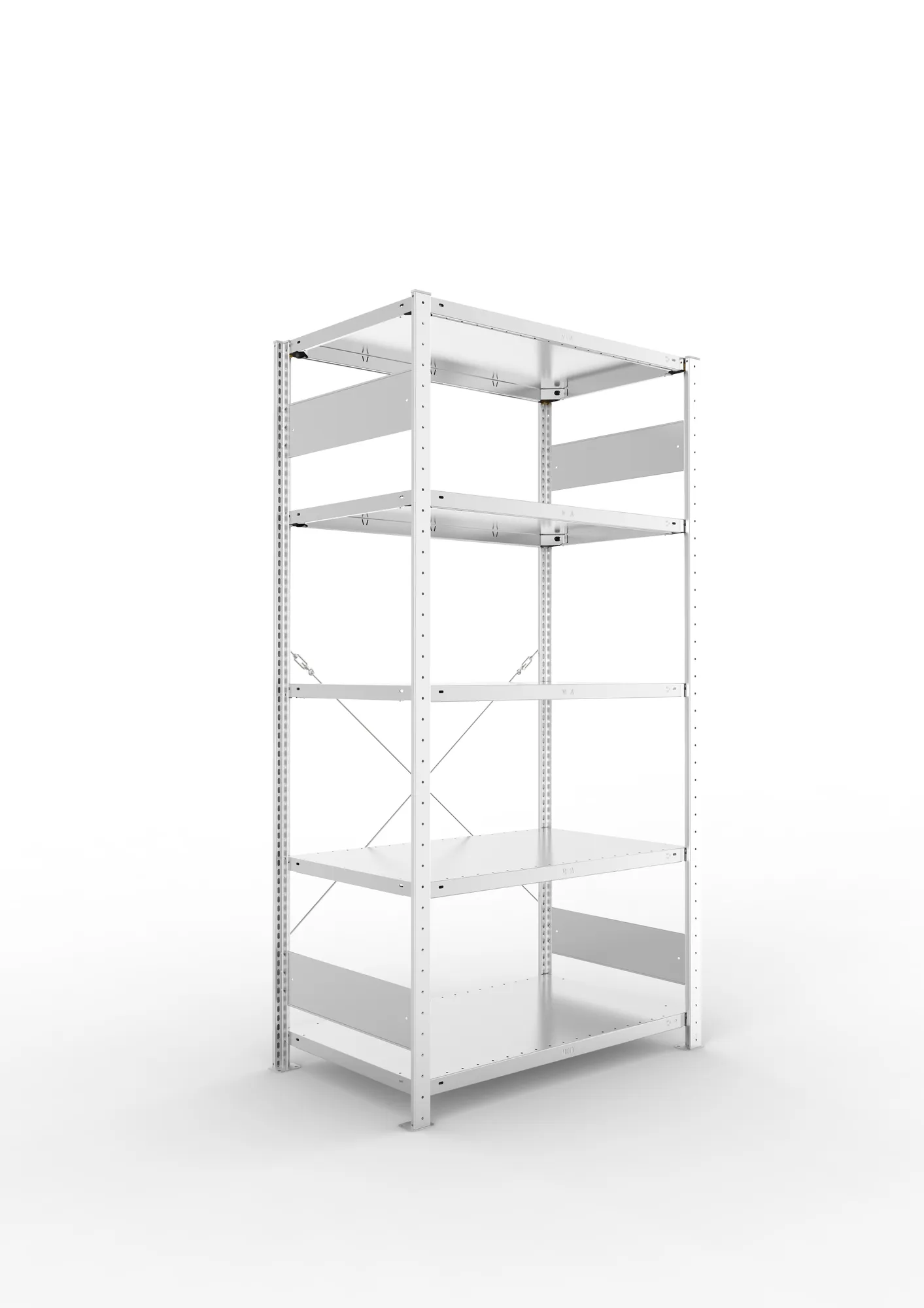 META CLIP S3 | Fachbodenregal | Grundregal | 2000 x 1000 x 600 mm | Fachlast 150 kg | 4+1 Ebenen | verzinkt