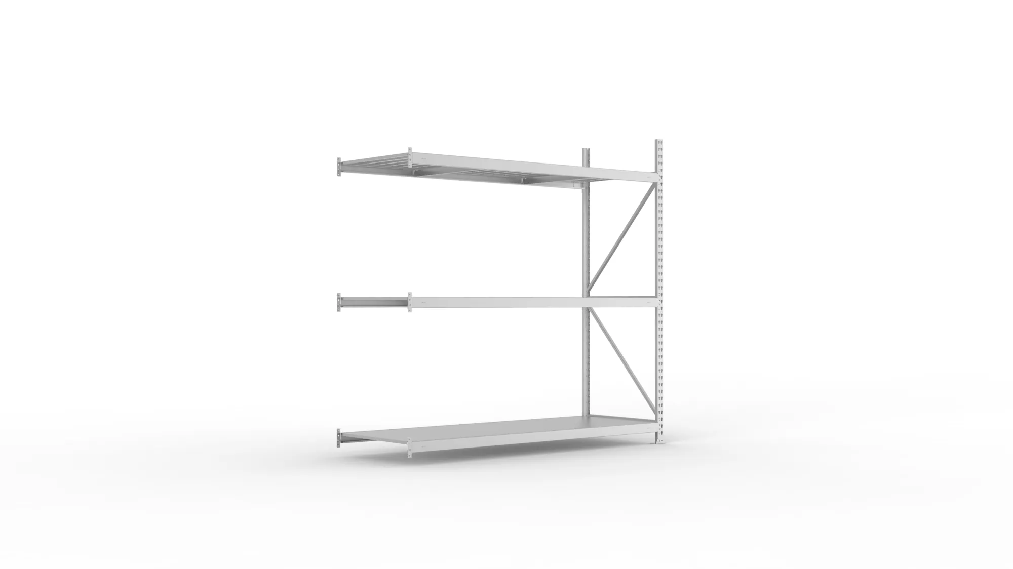 META MINI-RACK Weitspannregal | Anbauregal | 2200 x 2200 x 800 mm | Fachlast 600 kg | Stahlpaneelböden | 3 Ebenen