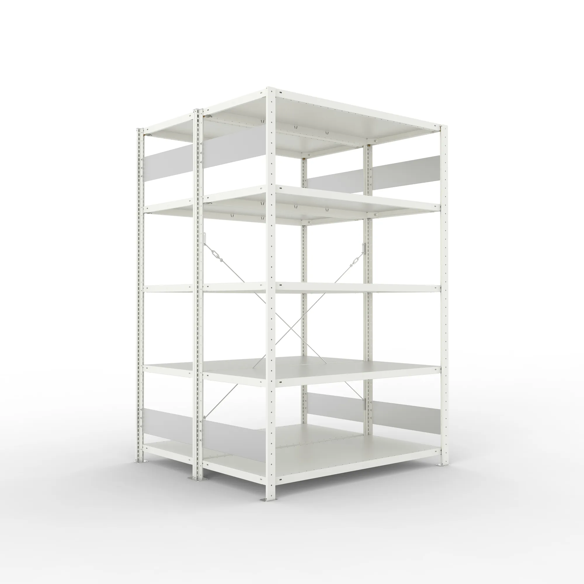 META CLIP S3 | Fachbodenregal | Doppel-Grundregal | 2000 x 1300 x 600 mm | Fachlast 150 kg | 4+1 Ebenen | RAL 7035