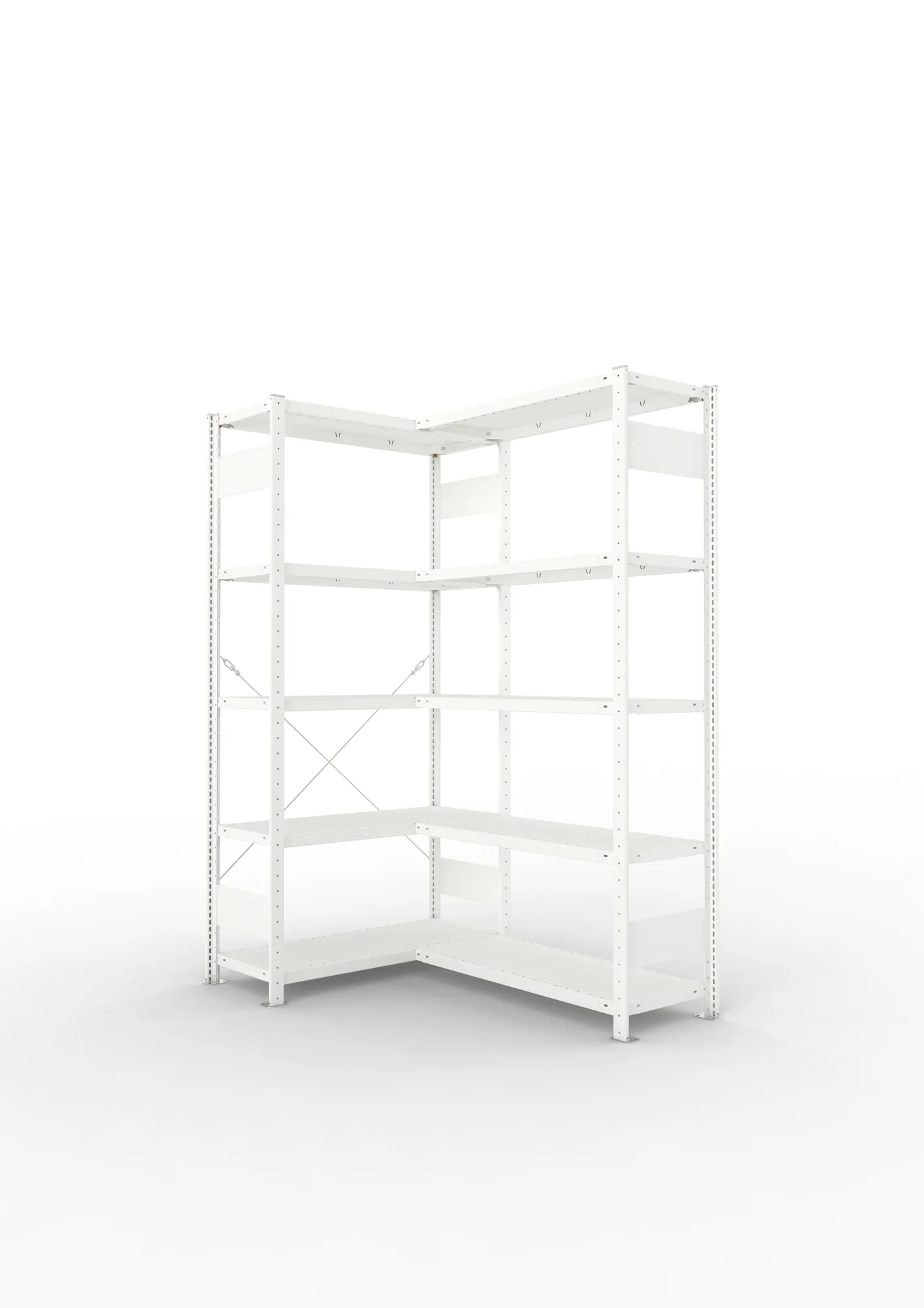 META CLIP | Eckregal | 2000 x 1000 x 400 mm | Fachlast 100 kg | 4+1 Ebenen | RAL 7035