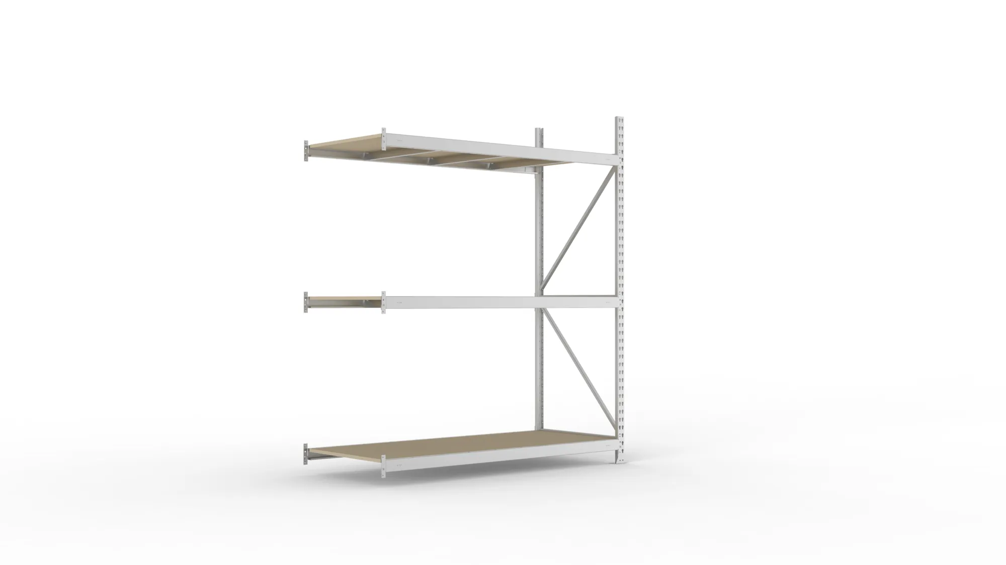 META MINI-RACK Weitspannregal | Anbauregal | 2200 x 1800 x 800 mm | Fachlast 600 kg | Spanplattenböden | 3 Ebenen