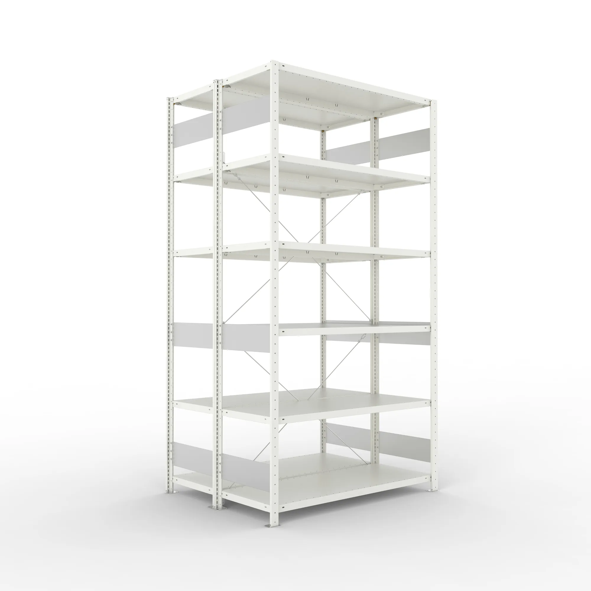 META CLIP S3 | Fachbodenregal | Doppel-Grundregal | 2500 x 1300 x 500 mm | Fachlast 230 kg | 5+1 Ebenen | RAL 7035