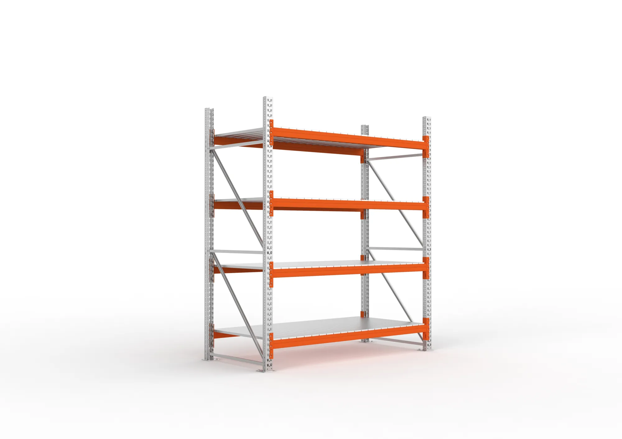 META MULTIPAL | Großfachregal | Grundregal | 2700 x 2225 x 1100 mm | Fachlast 1900 kg | 4 Ebenen | Stahlpaneele | verzinkt