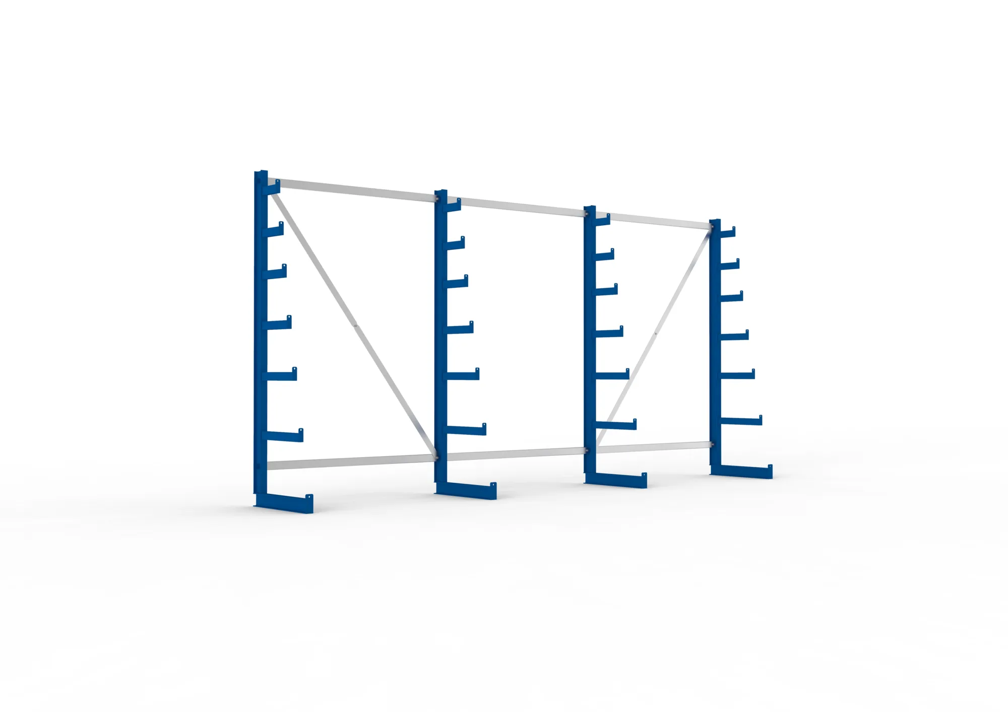 META ATLAS ST | Langgutregal | 3 Felder | 2000 x 4050 x 500 mm | Armlast 200 kg | einseitig | 6+1 Ebenen | RAL 5010