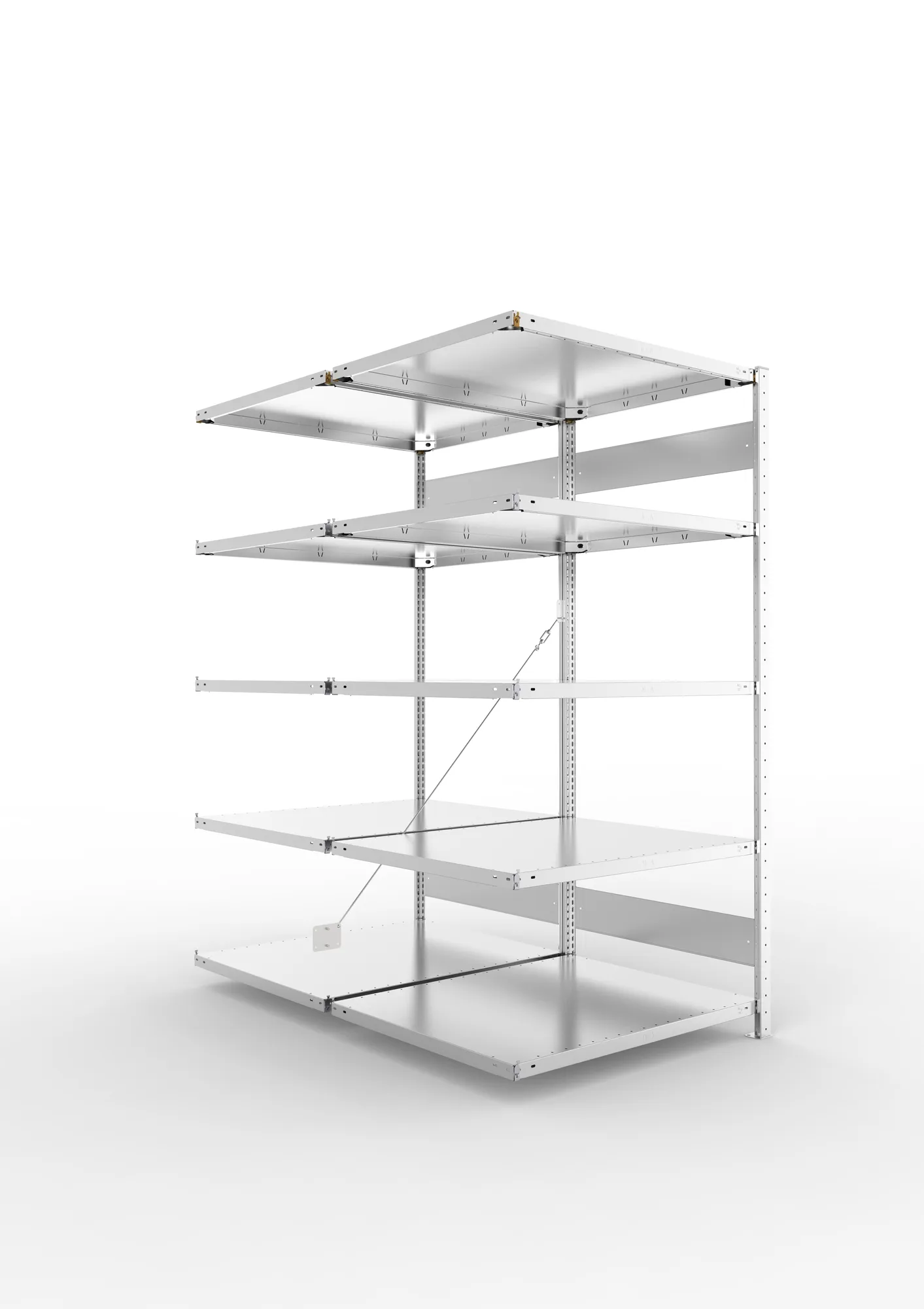 META CLIP | Fachbodenregal | Doppel-Anbauregal | 2000 x 1000 x 800 mm | Fachlast 230 kg | 4+1 Ebenen | verzinkt