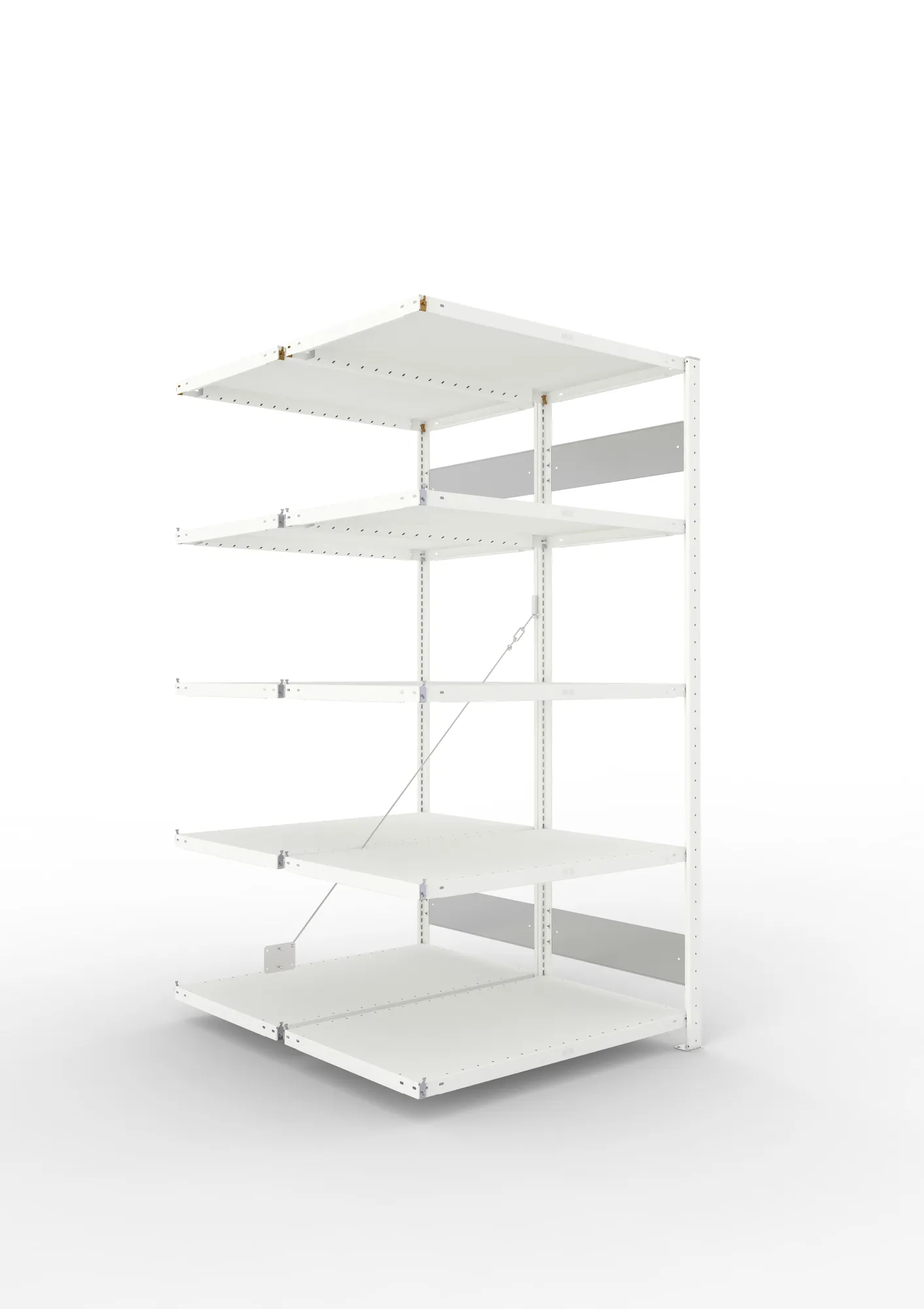 META CLIP S3 | Fachbodenregal | Doppel-Anbauregal | 2000 x 1000 x 600 mm | Fachlast 230 kg | 4+1 Ebenen | RAL 7035