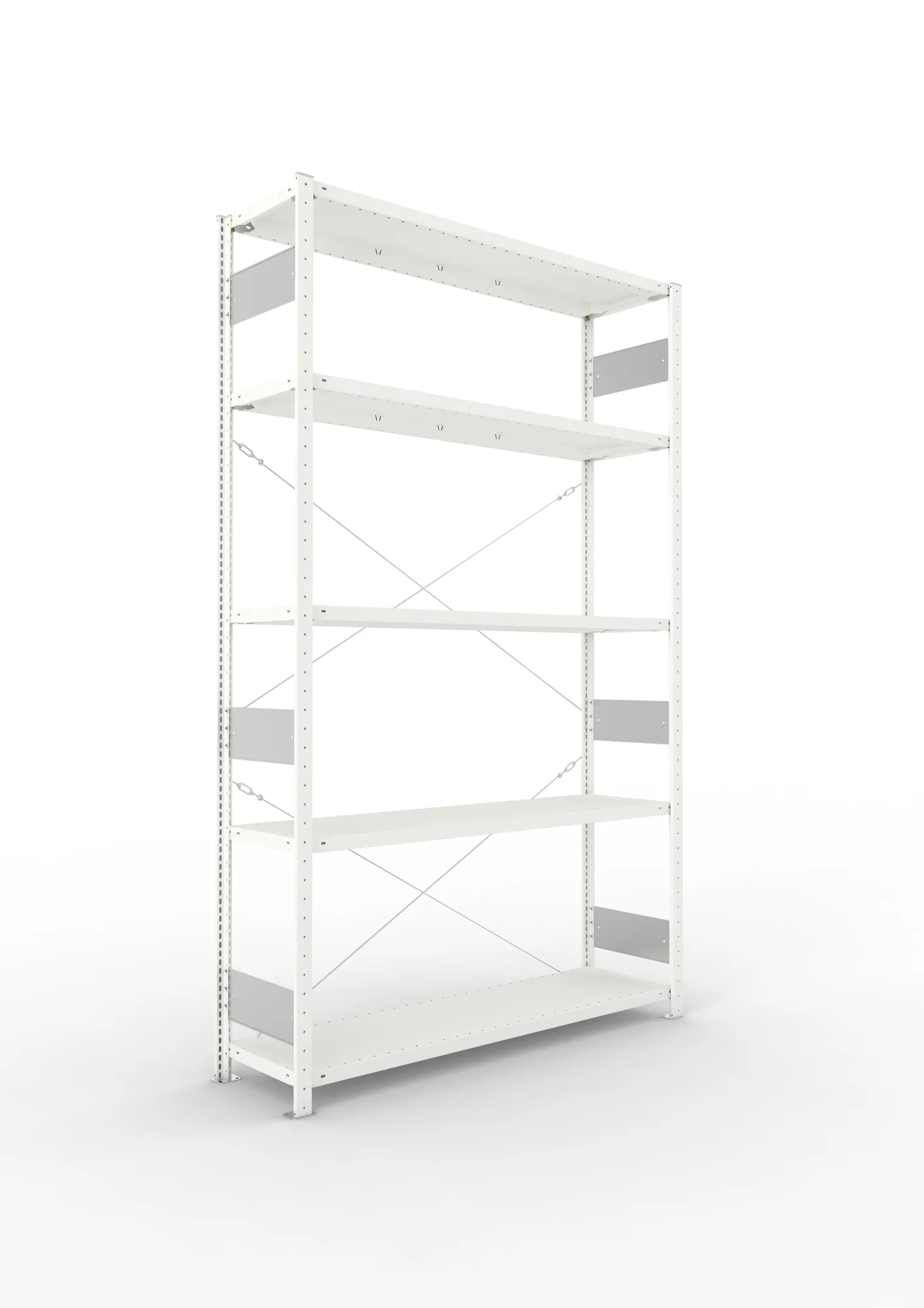 META CLIP S3 | Fachbodenregal | Grundregal | 2500 x 1500 x 400 mm | Fachlast 200 kg | 4+1 Ebenen | RAL 7035