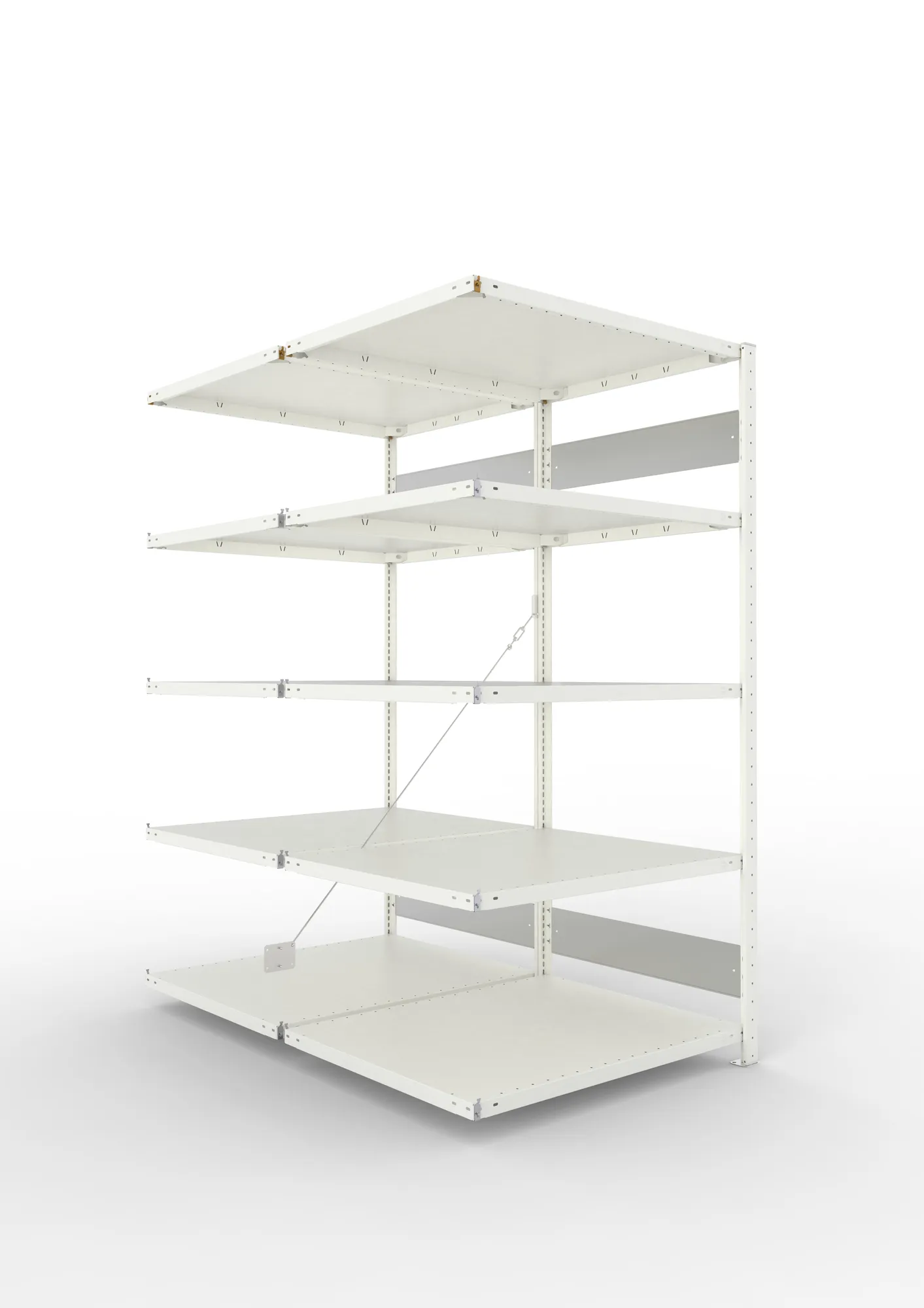 META CLIP S3 | Fachbodenregal | Doppel-Anbauregal | 2000 x 1000 x 800 mm | Fachlast 230 kg | 4+1 Ebenen | RAL 7035