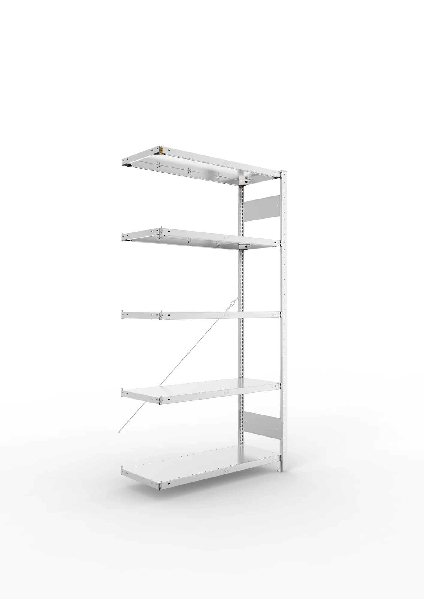 META CLIP | Fachbodenregal | Anbauregal | 2000 x 1000 x 400 mm | Fachlast 150 kg | 4+1 Ebenen | verzinkt