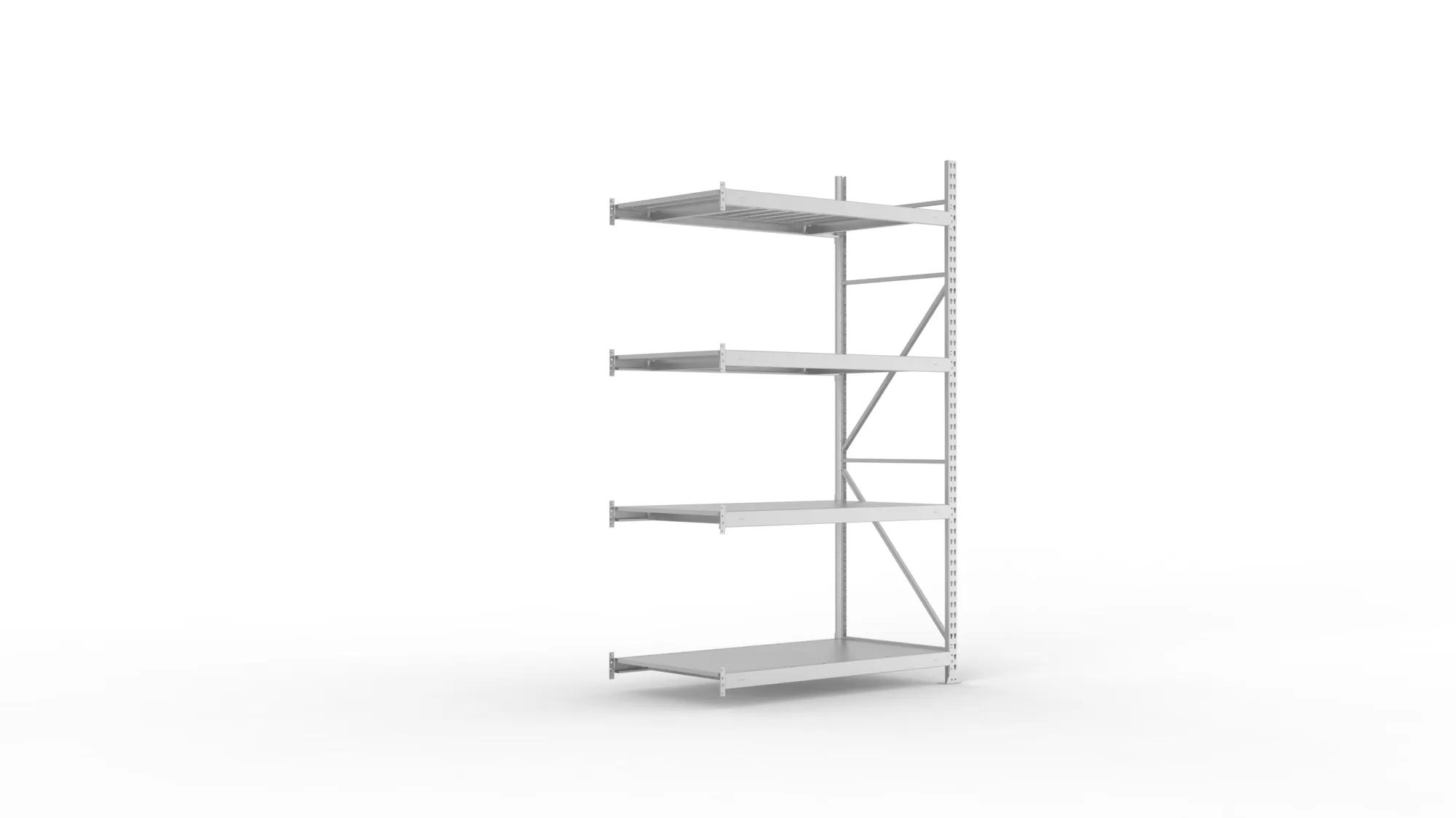 META MINI-RACK Weitspannregal | Anbauregal | 2500 x 1400 x 800 mm | Fachlast 600 kg | Stahlpaneelböden | 4 Ebenen