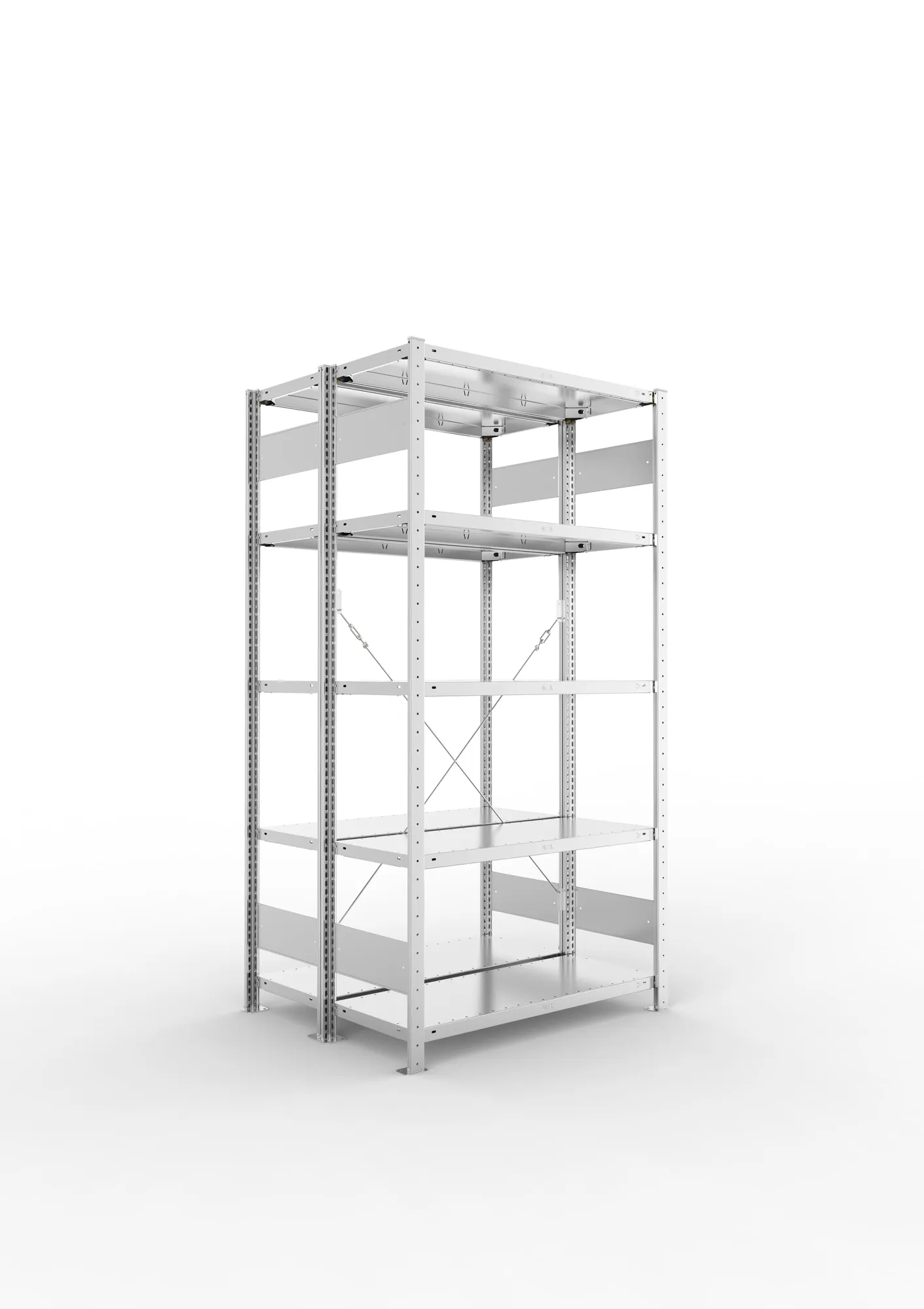 META CLIP | Fachbodenregal | Doppel-Grundregal | 2000 x 1000 x 400 mm | Fachlast 150 kg | 4+1 Ebenen | verzinkt
