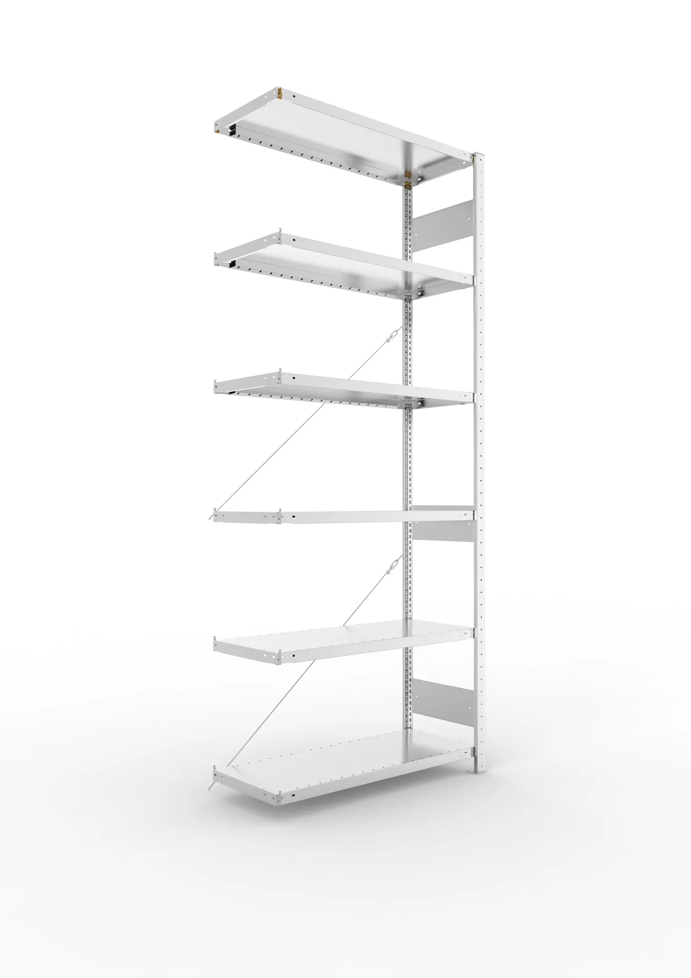 META CLIP S3 | Fachbodenregal | Anbauregal | 2500 x 1000 x 400 mm | Fachlast 230 kg | 5+1 Ebenen | verzinkt