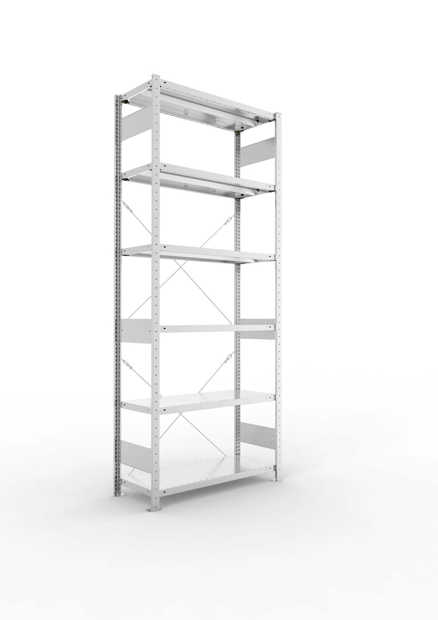 META CLIP | Fachbodenregal | Grundregal | 2500 x 1000 x 400 mm | Fachlast 330 kg | 5+1 Ebenen | verzinkt
