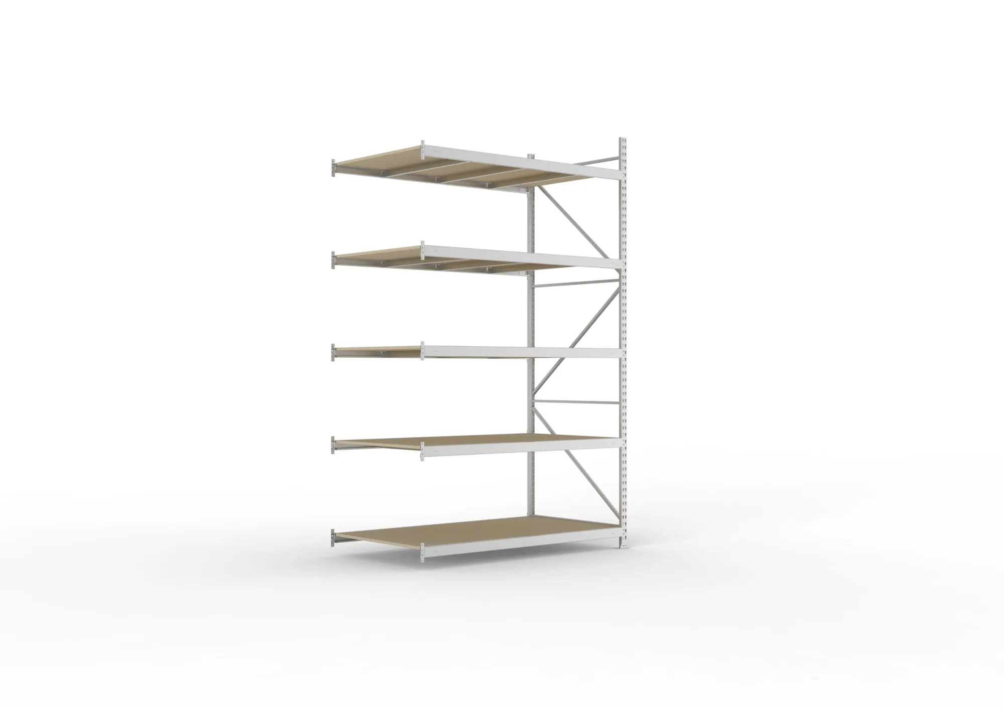 META MINI-RACK Weitspannregal | Anbauregal | 3000 x 1800 x 1050 mm | Fachlast 600 kg | Spanplattenböden | 5 Ebenen