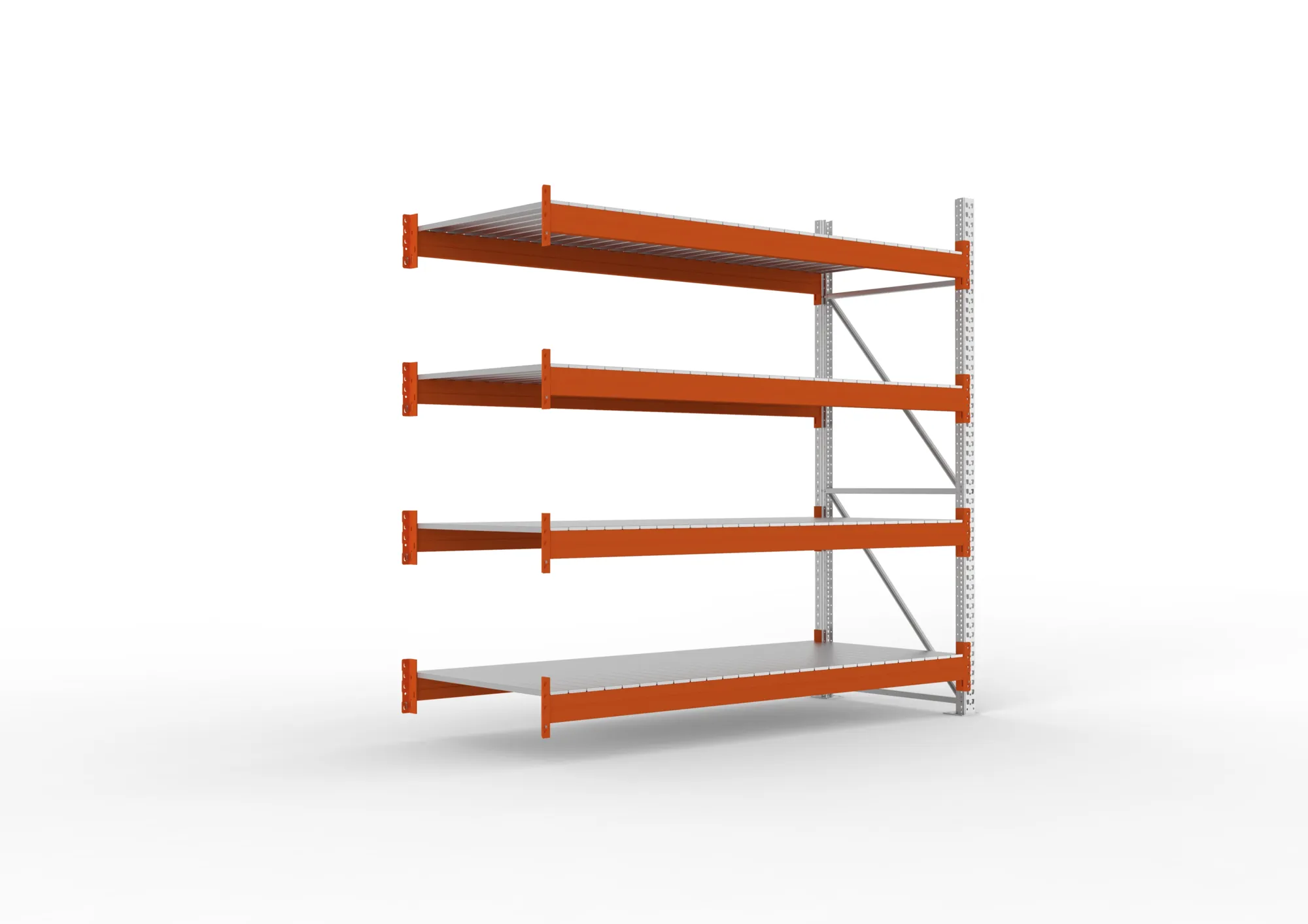META MULTIPAL | Großfachregal | Anbauregal | 2700 x 2700 x 1100 mm | Fachlast 2400 kg | 4 Ebenen | Stahlpaneele | verzinkt