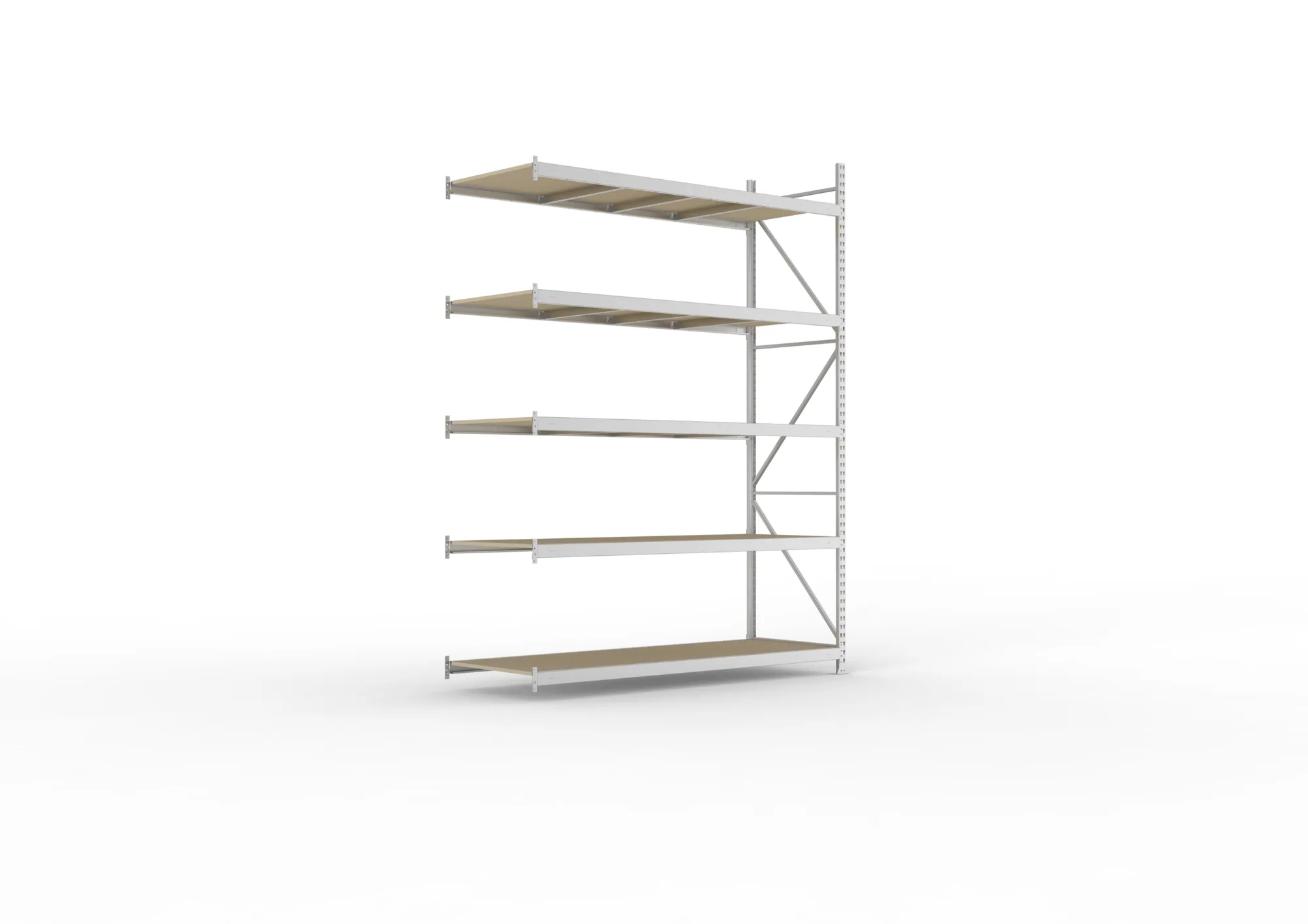 META MINI-RACK Weitspannregal | Anbauregal | 3000 x 2200 x 800 mm | Fachlast 600 kg | Spanplattenböden | 5 Ebenen