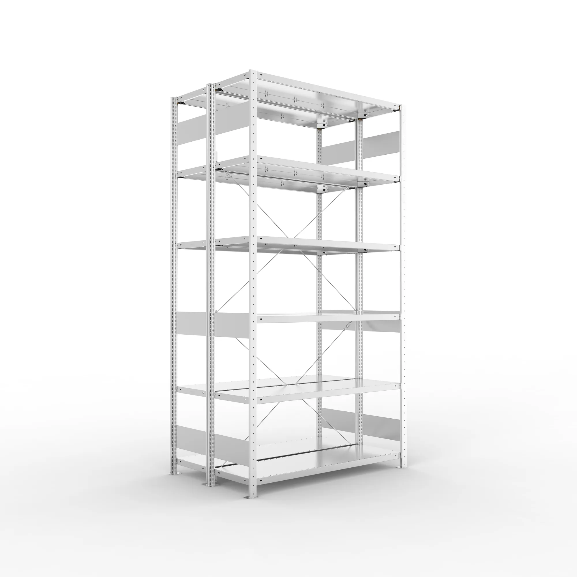 META CLIP S3 | Fachbodenregal | Doppel-Grundregal | 2500 x 1300 x 400 mm | Fachlast 230 kg | 5+1 Ebenen | verzinkt