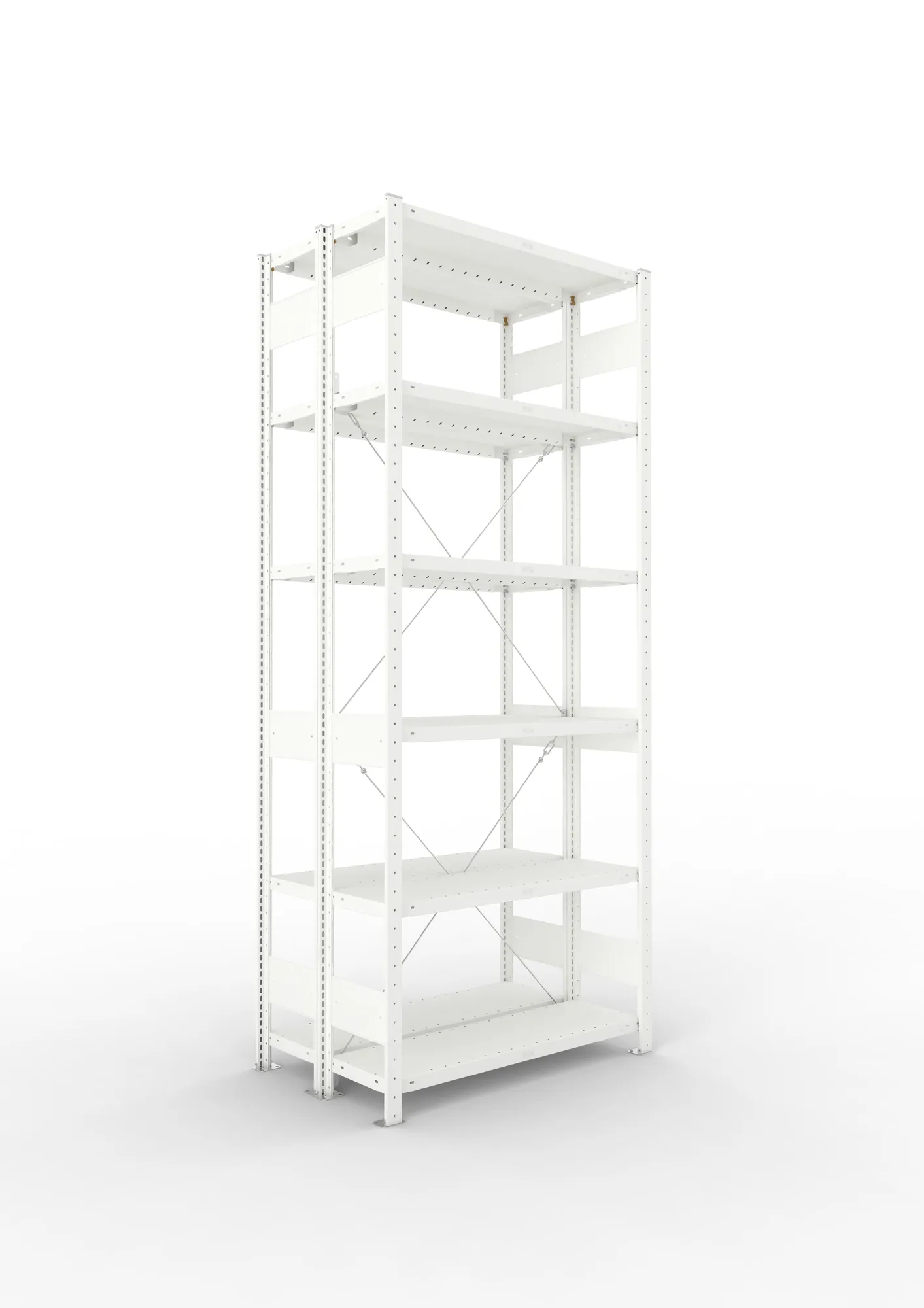 META CLIP | Fachbodenregal | Doppel-Grundregal | 2500 x 1000 x 300 mm | Fachlast 230 kg | 5+1 Ebenen | RAL 7035