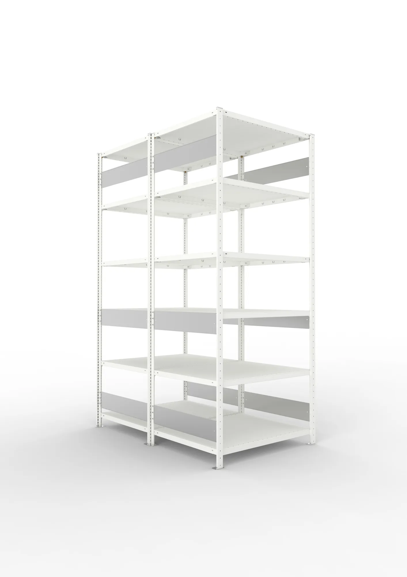 META CLIP S3 | Fachbodenregal | Doppel-Grundregal | 2500 x 1000 x 800 mm | Fachlast 230 kg | 5+1 Ebenen | Längsriegel | RAL 7035