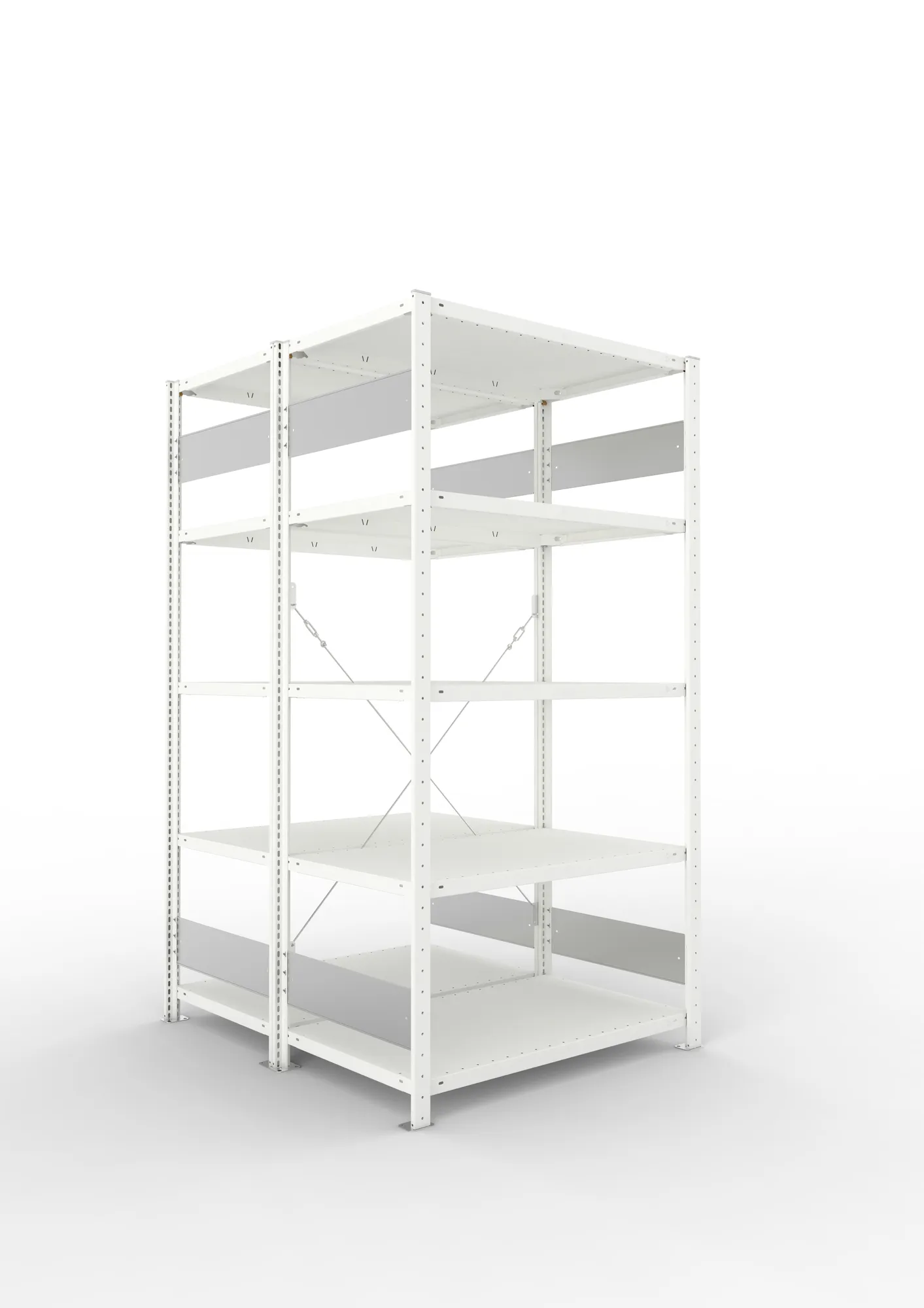 META CLIP S3 | Fachbodenregal | Doppel-Grundregal | 2000 x 1000 x 600 mm | Fachlast 150 kg | 4+1 Ebenen | RAL 7035