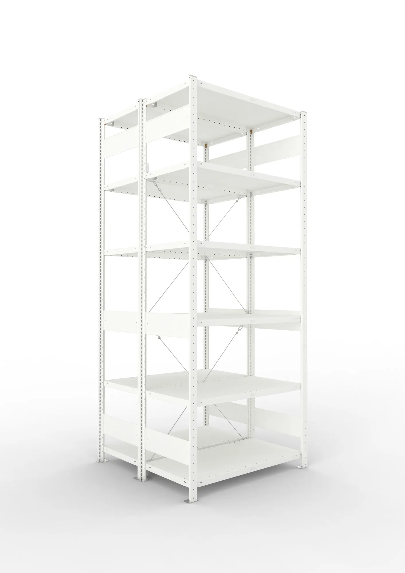 META CLIP | Fachbodenregal | Doppel-Grundregal | 2500 x 1000 x 500 mm | Fachlast 230 kg | 5+1 Ebenen | RAL 7035