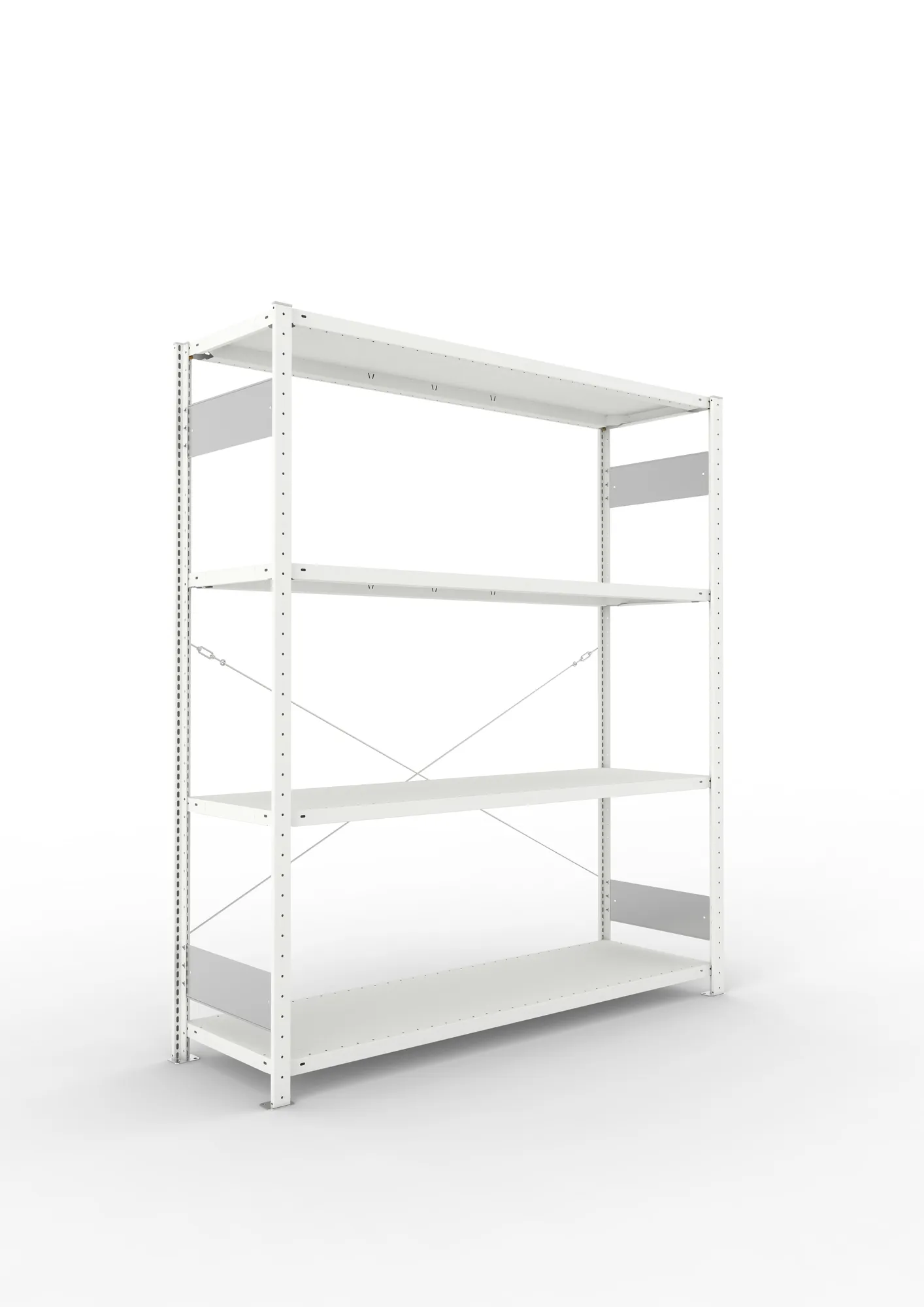 META CLIP S3 | Fachbodenregal | Grundregal | 2000 x 1700 x 500 mm | Fachlast 200 kg | 3+1 Ebenen | RAL 7035