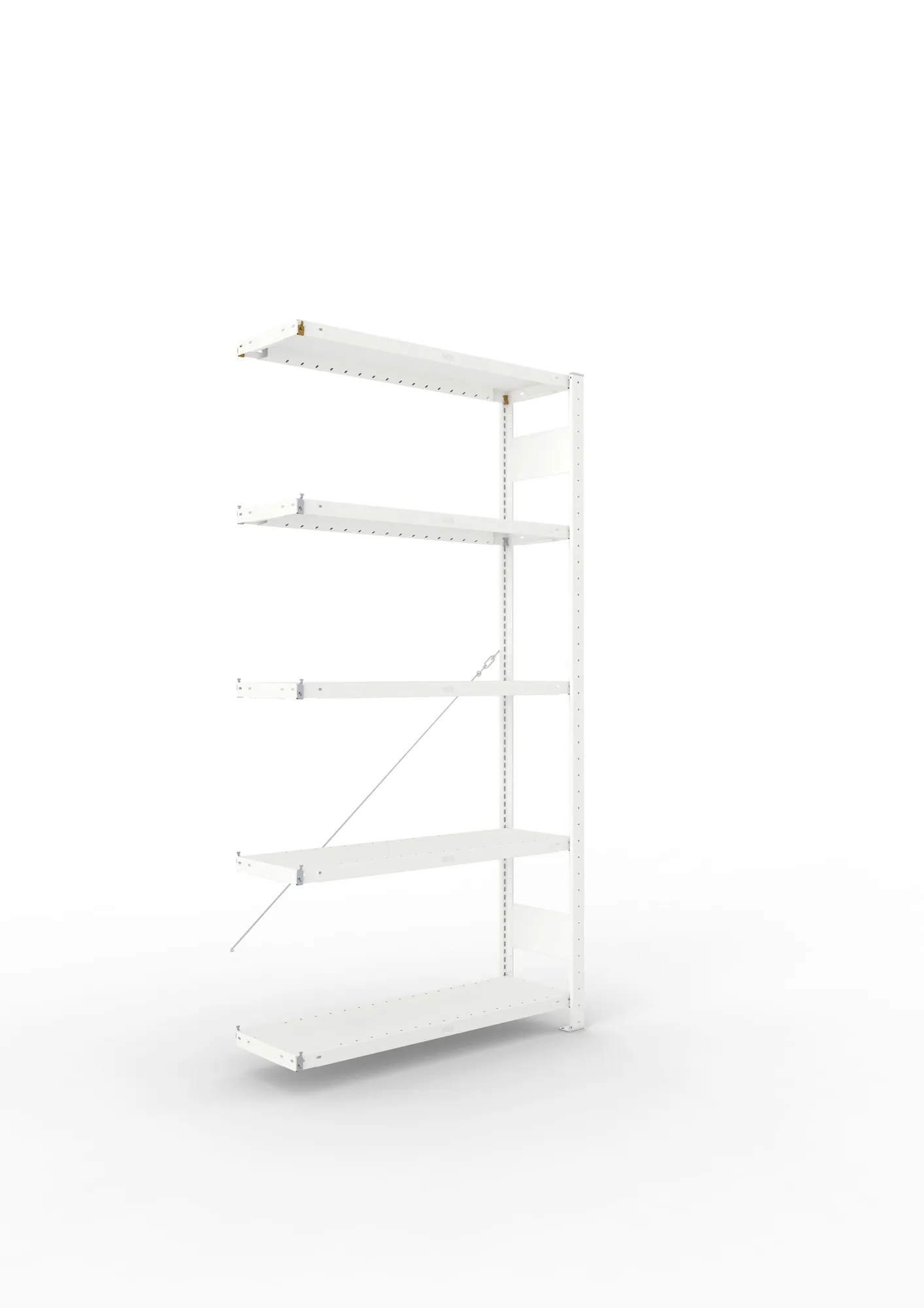META CLIP | Fachbodenregal | Anbauregal | 2000 x 1000 x 300 mm | Fachlast 230 kg | 4+1 Ebenen | RAL 7035