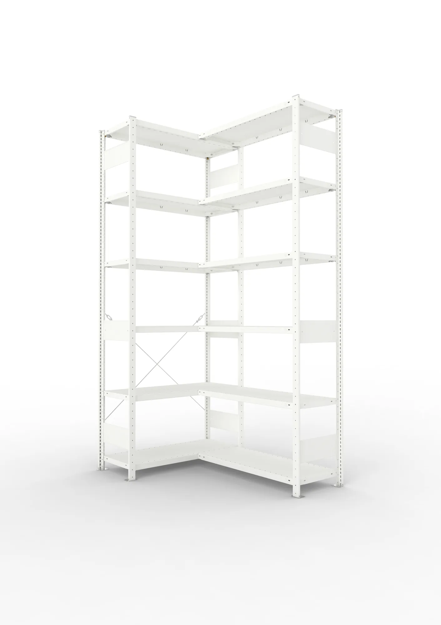 META CLIP | Eckregal | 2500 x 1000 x 400 mm | Fachlast 100 kg | 5+1 Ebenen | RAL 7035
