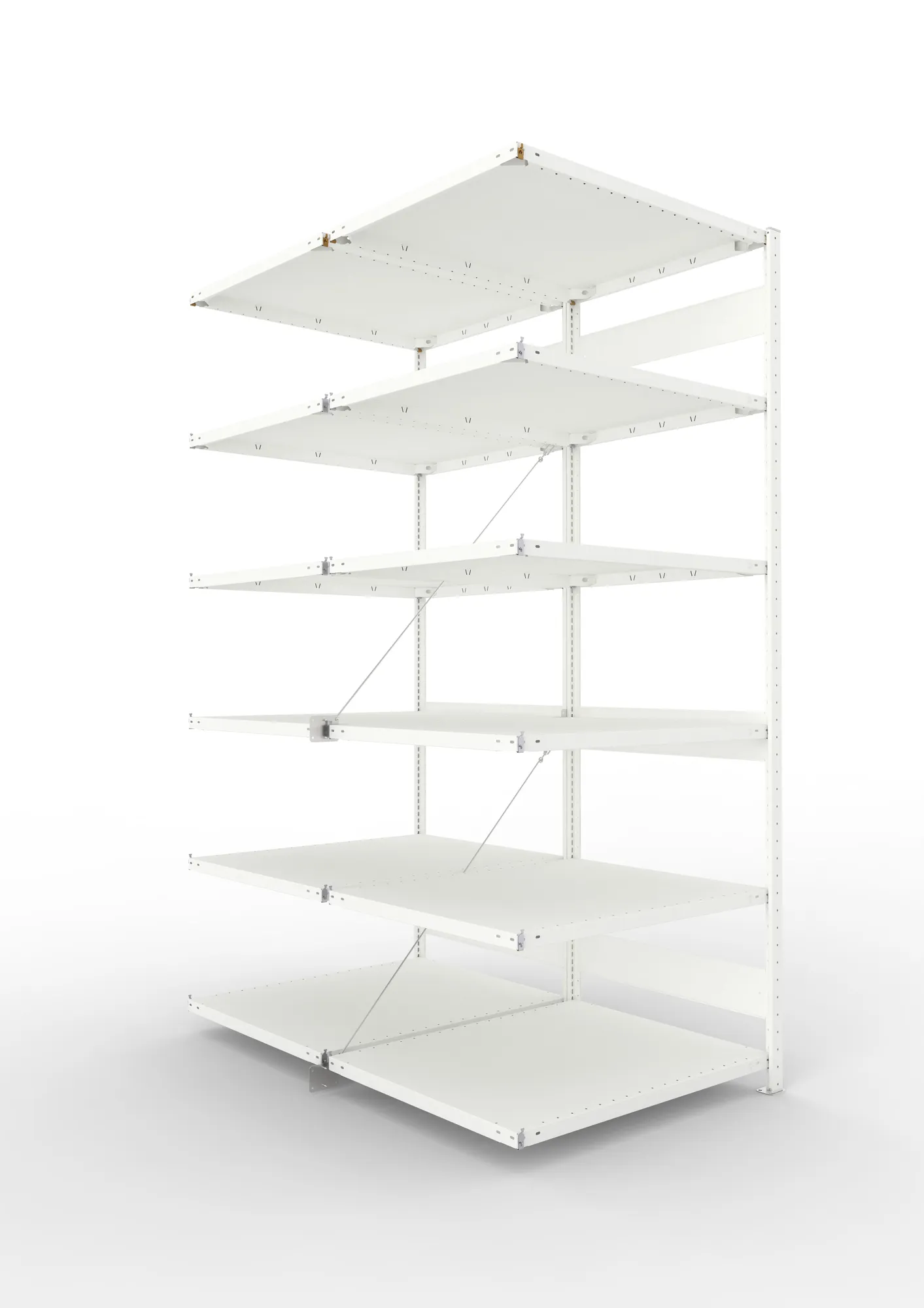 META CLIP | Fachbodenregal | Doppel-Anbauregal | 2500 x 1000 x 800 mm | Fachlast 230 kg | 5+1 Ebenen | RAL 7035