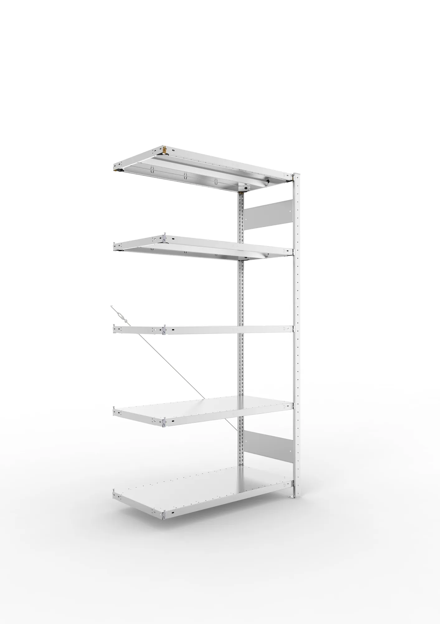 META CLIP | Fachbodenregal | Anbauregal | 2000 x 1000 x 500 mm | Fachlast 330 kg | 4+1 Ebenen | verzinkt