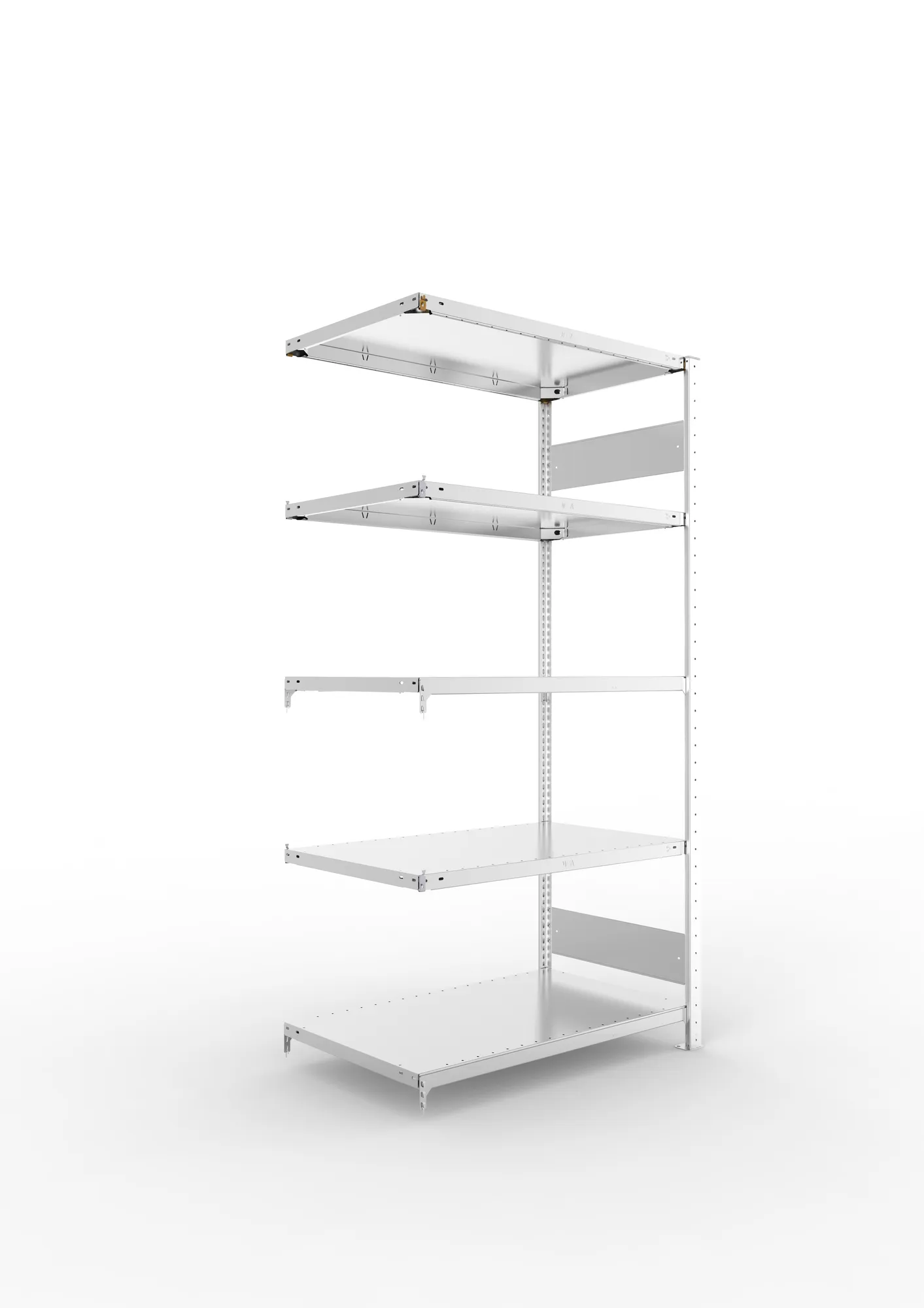 META CLIP S3 | Fachbodenregal | Anbauregal | 2000 x 1000 x 600 mm | Fachlast 150 kg | 4+1 Ebenen | Längsriegel | verzinkt