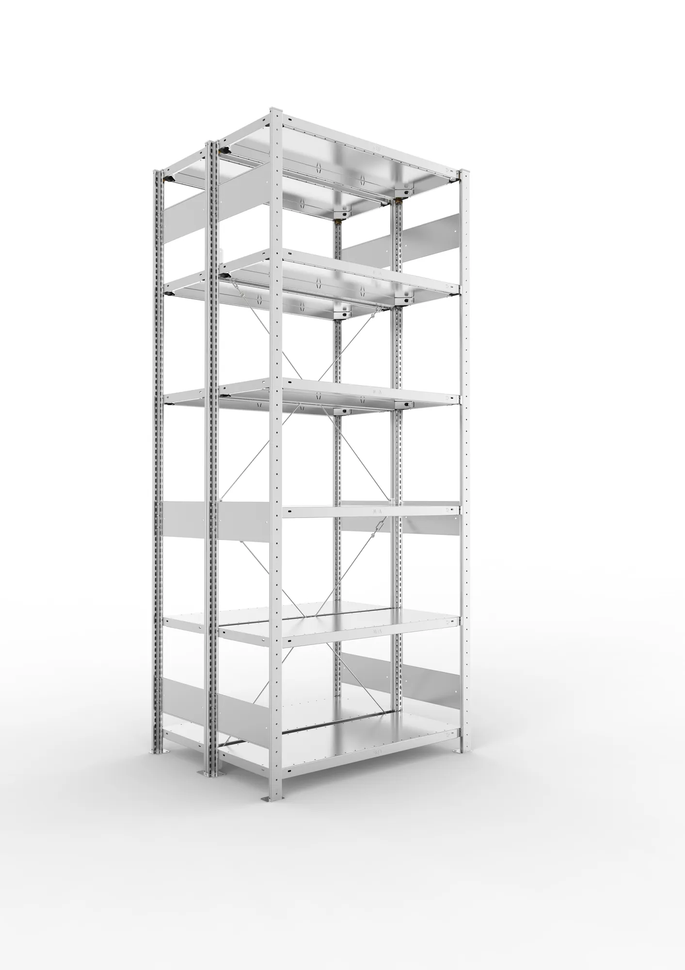 META CLIP S3 | Fachbodenregal | Doppel-Grundregal | 2500 x 1000 x 400 mm | Fachlast 150 kg | 5+1 Ebenen | verzinkt