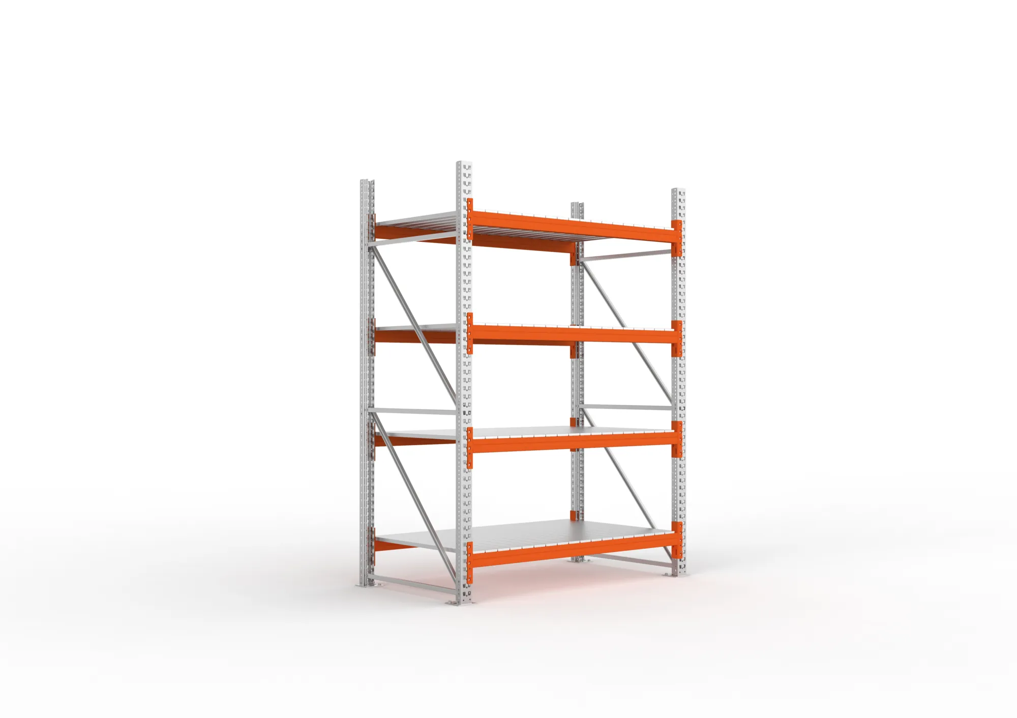 META MULTIPAL | Großfachregal | Grundregal | 2700 x 1825 x 1100 mm | Fachlast 1800 kg | 4 Ebenen | Stahlpaneele | verzinkt
