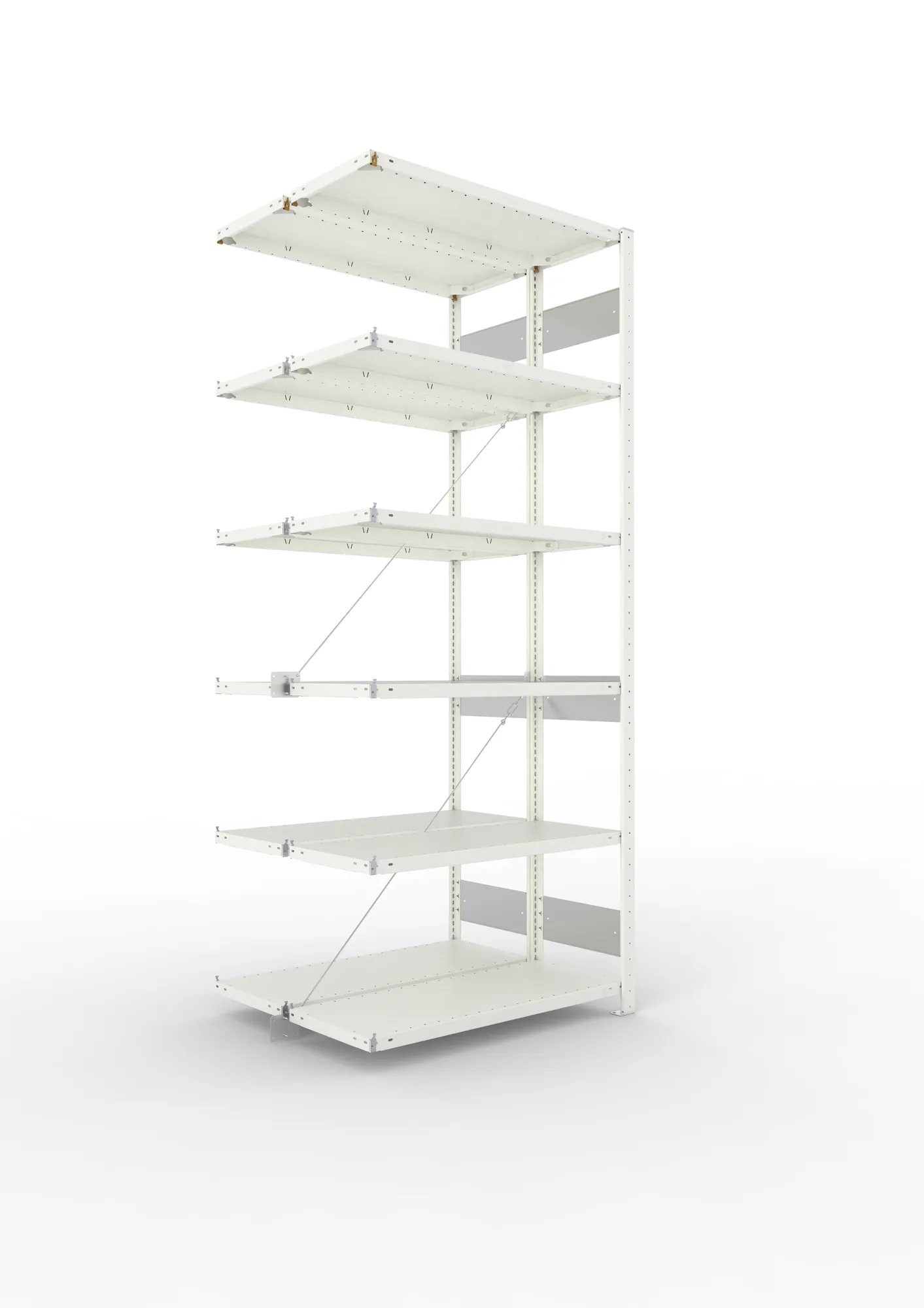 META CLIP S3 | Fachbodenregal | Doppel-Anbauregal | 2500 x 1000 x 400 mm | Fachlast 150 kg | 5+1 Ebenen | RAL 7035