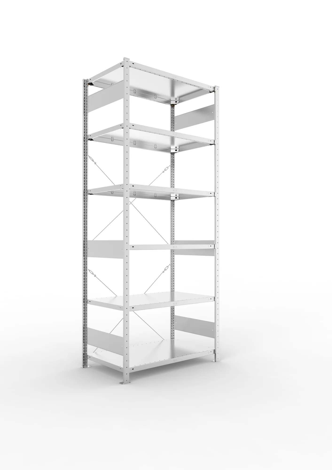 META CLIP | Fachbodenregal | Grundregal | 2500 x 1000 x 600 mm | Fachlast 150 kg | 5+1 Ebenen | verzinkt