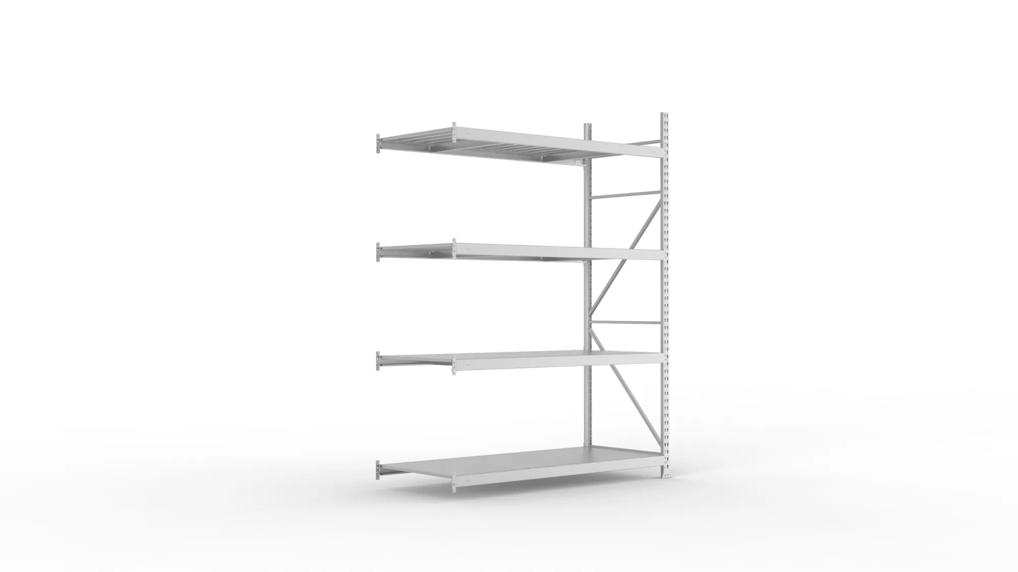 META MINI-RACK Weitspannregal | Anbauregal | 2500 x 1800 x 800 mm | Fachlast 600 kg | Stahlpaneelböden | 4 Ebenen