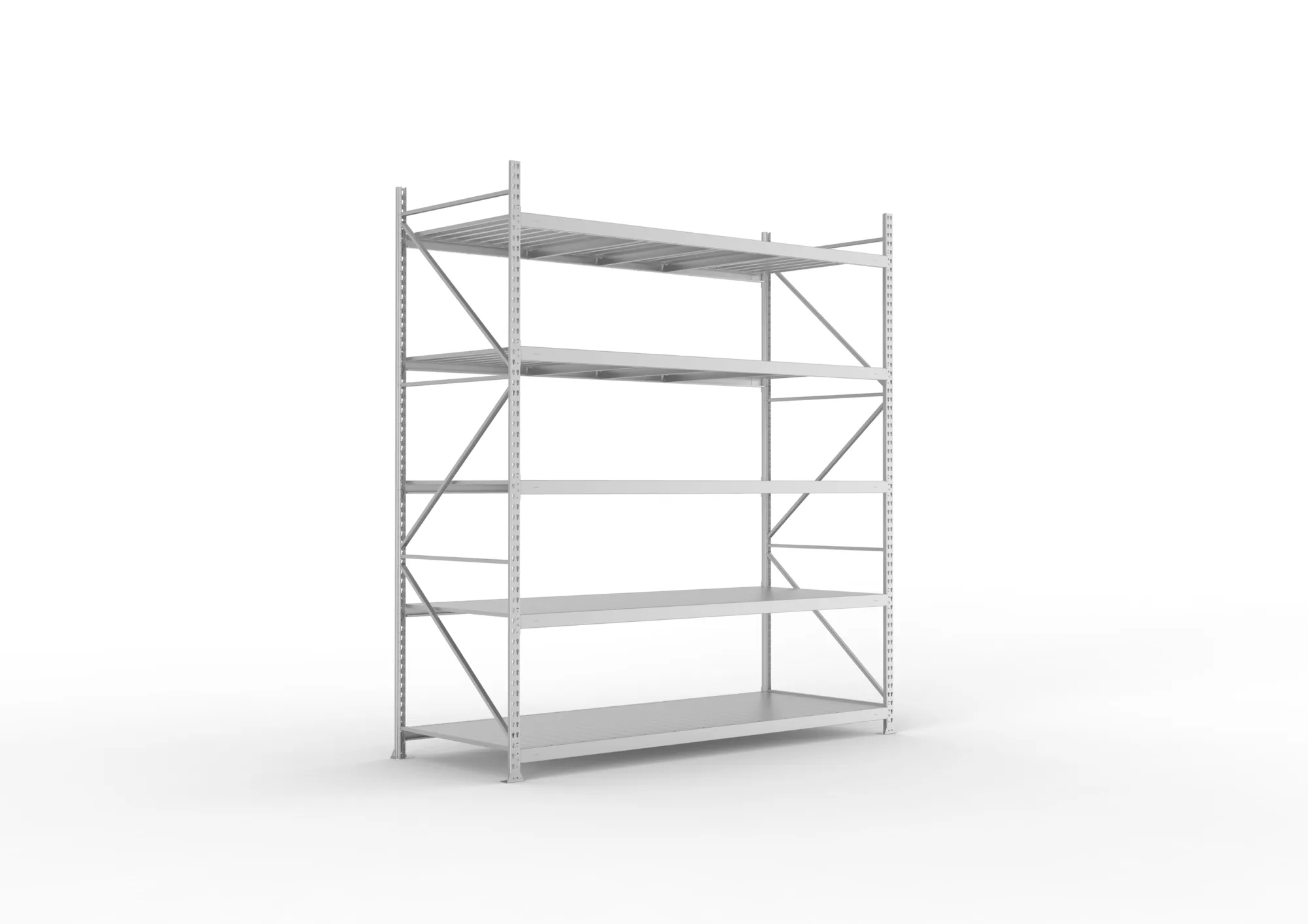 META MINI-RACK Weitspannregal | Grundregal | 3000 x 2600 x 1050 mm | Fachlast 490 kg | Stahlpaneelböden | 5 Ebenen