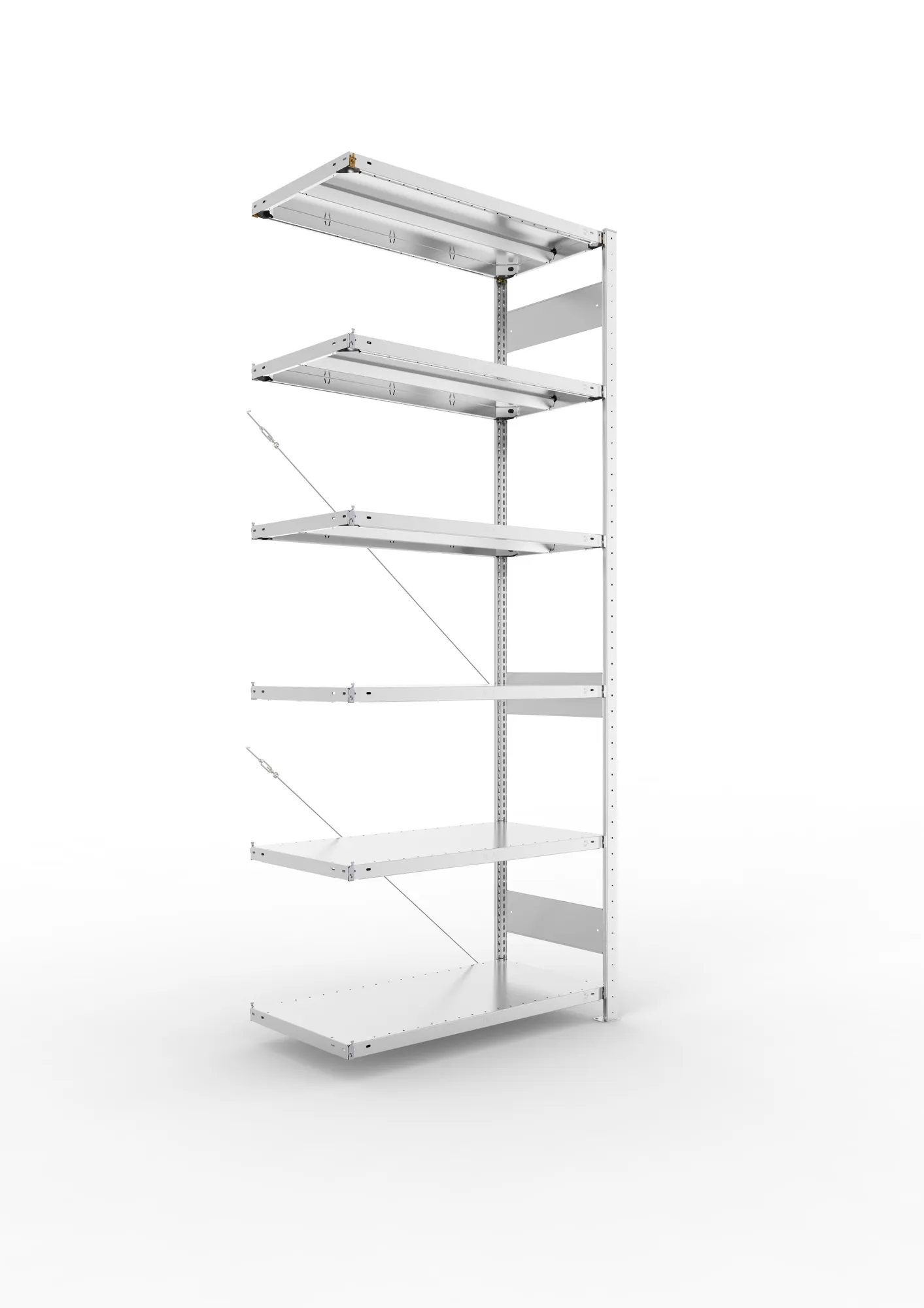 META CLIP | Fachbodenregal | Anbauregal | 2500 x 1000 x 500 mm | Fachlast 330 kg | 5+1 Ebenen | verzinkt
