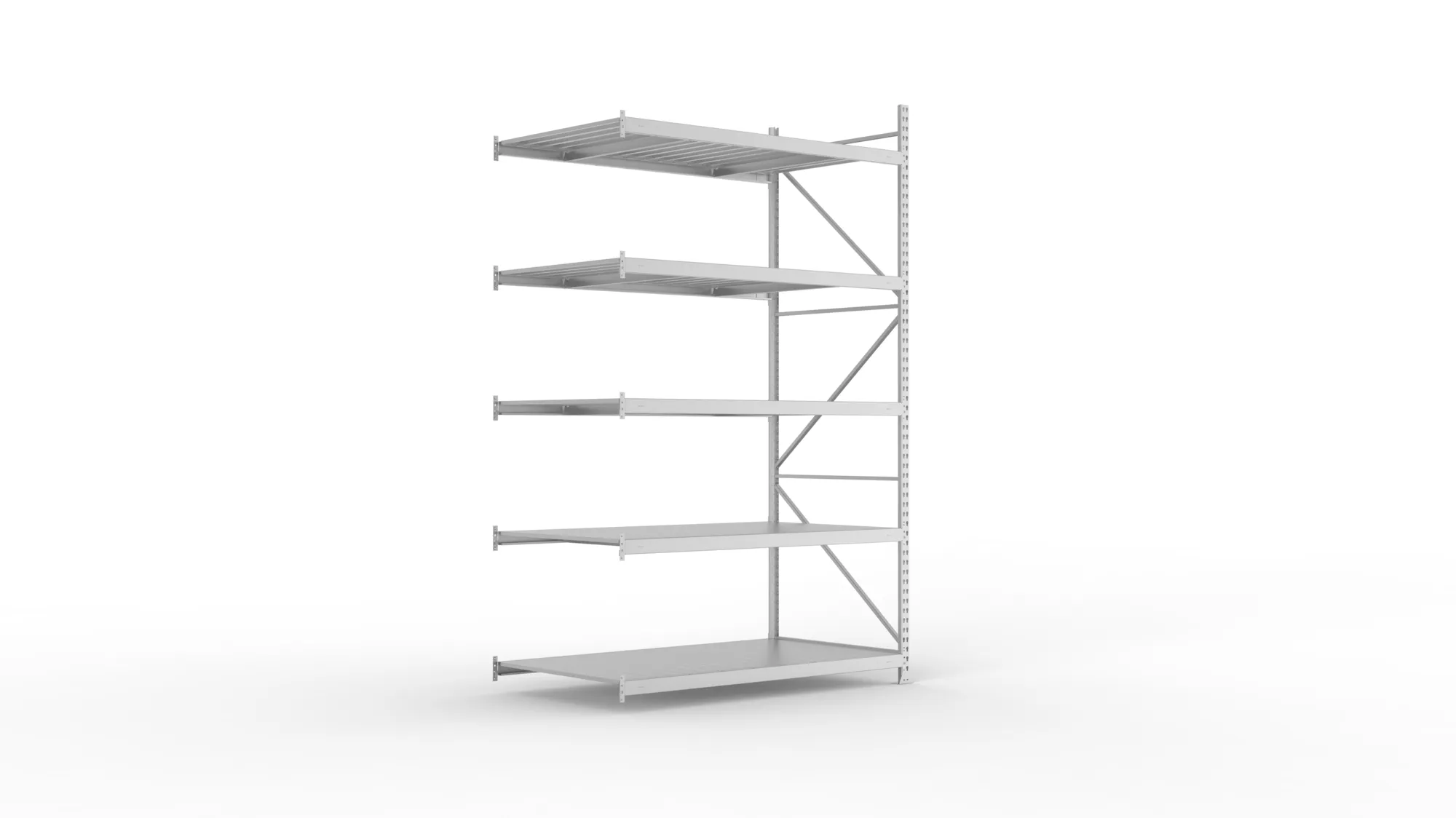 META MINI-RACK Weitspannregal | Anbauregal | 3000 x 1800 x 1050 mm | Fachlast 600 kg | Stahlpaneelböden | 5 Ebenen