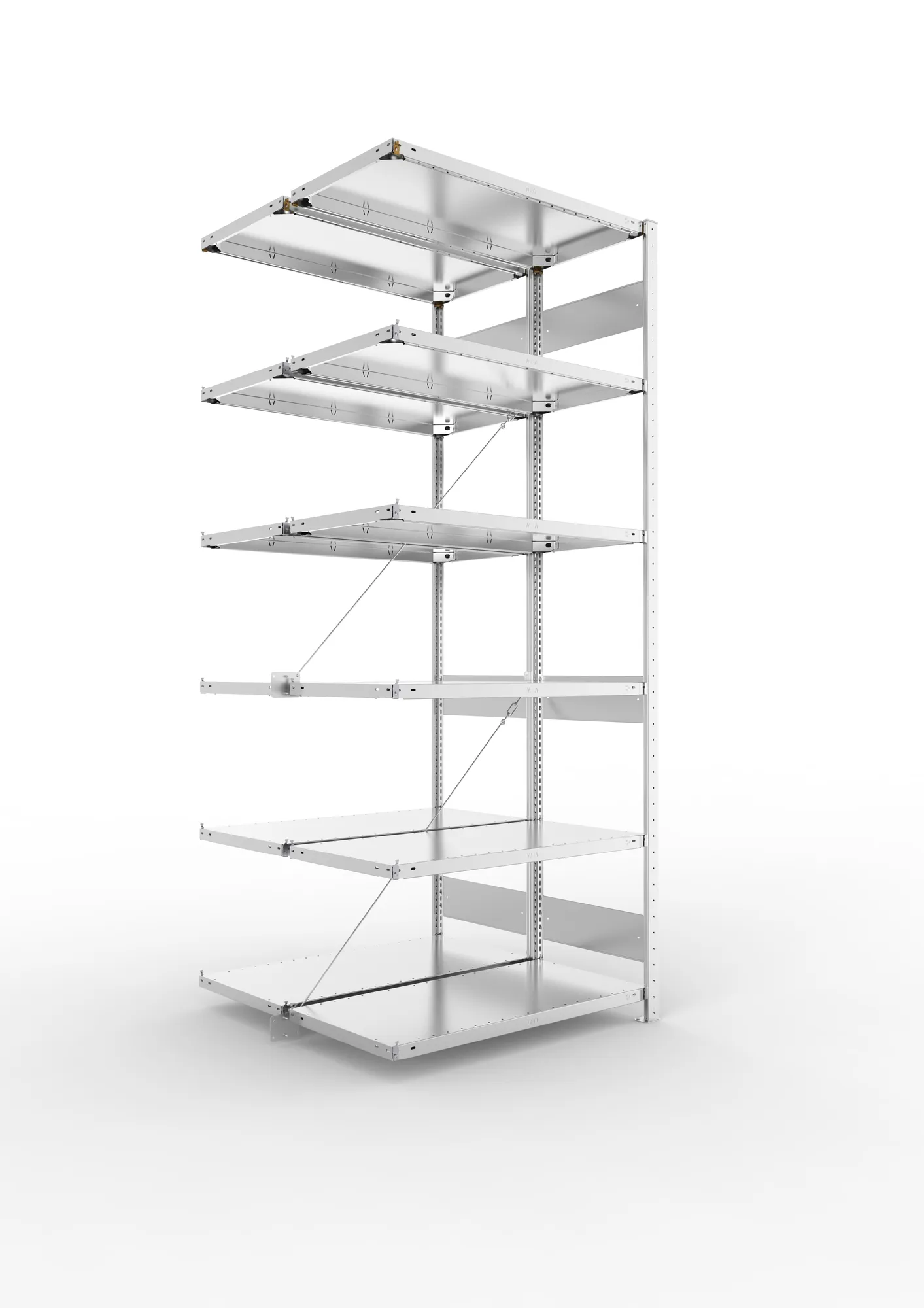 META CLIP S3 | Fachbodenregal | Doppel-Anbauregal | 2500 x 1000 x 500 mm | Fachlast 150 kg | 5+1 Ebenen | verzinkt