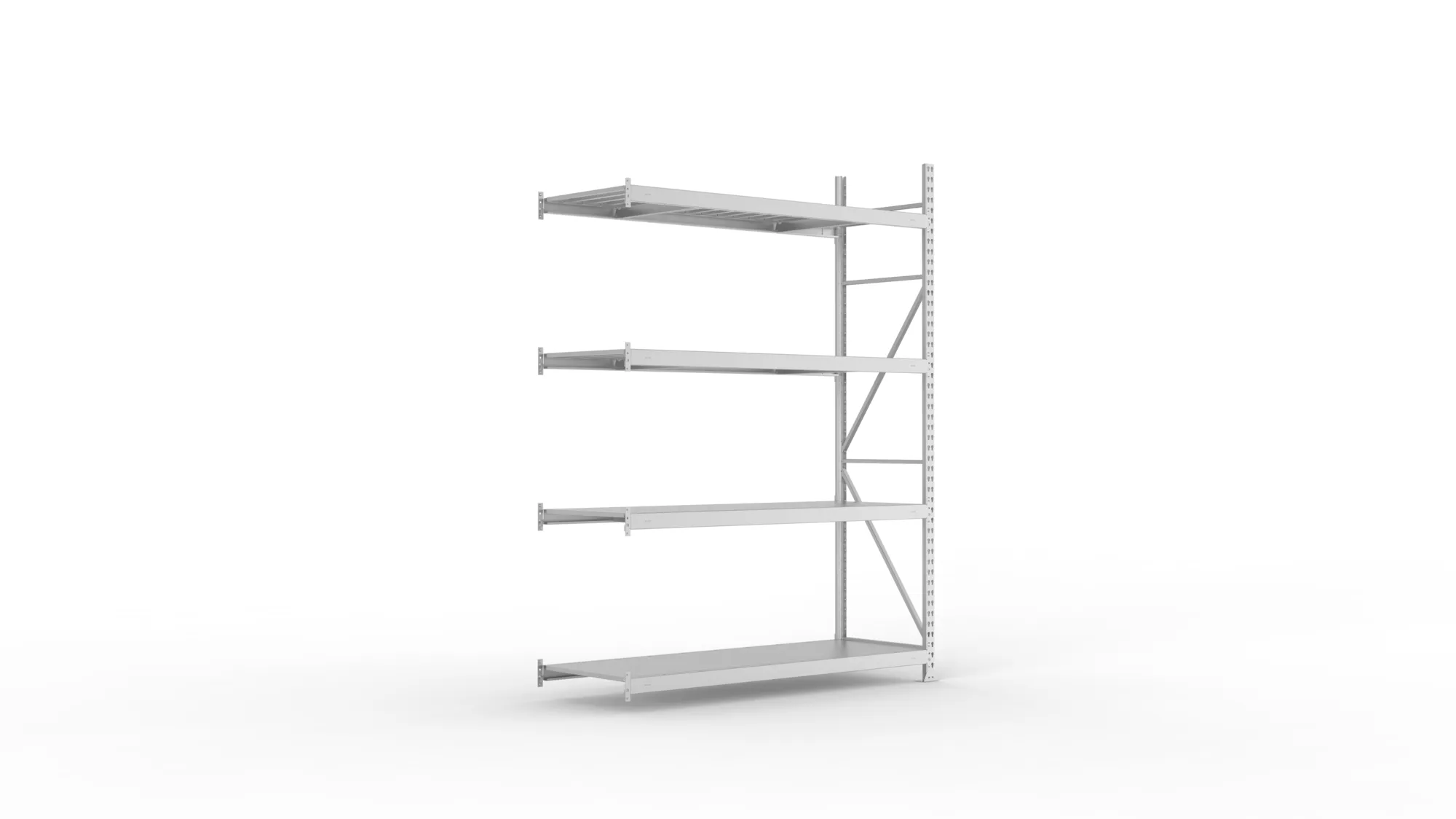 META MINI-RACK Weitspannregal | Anbauregal | 2500 x 1800 x 650 mm | Fachlast 600 kg | Stahlpaneelböden | 4 Ebenen