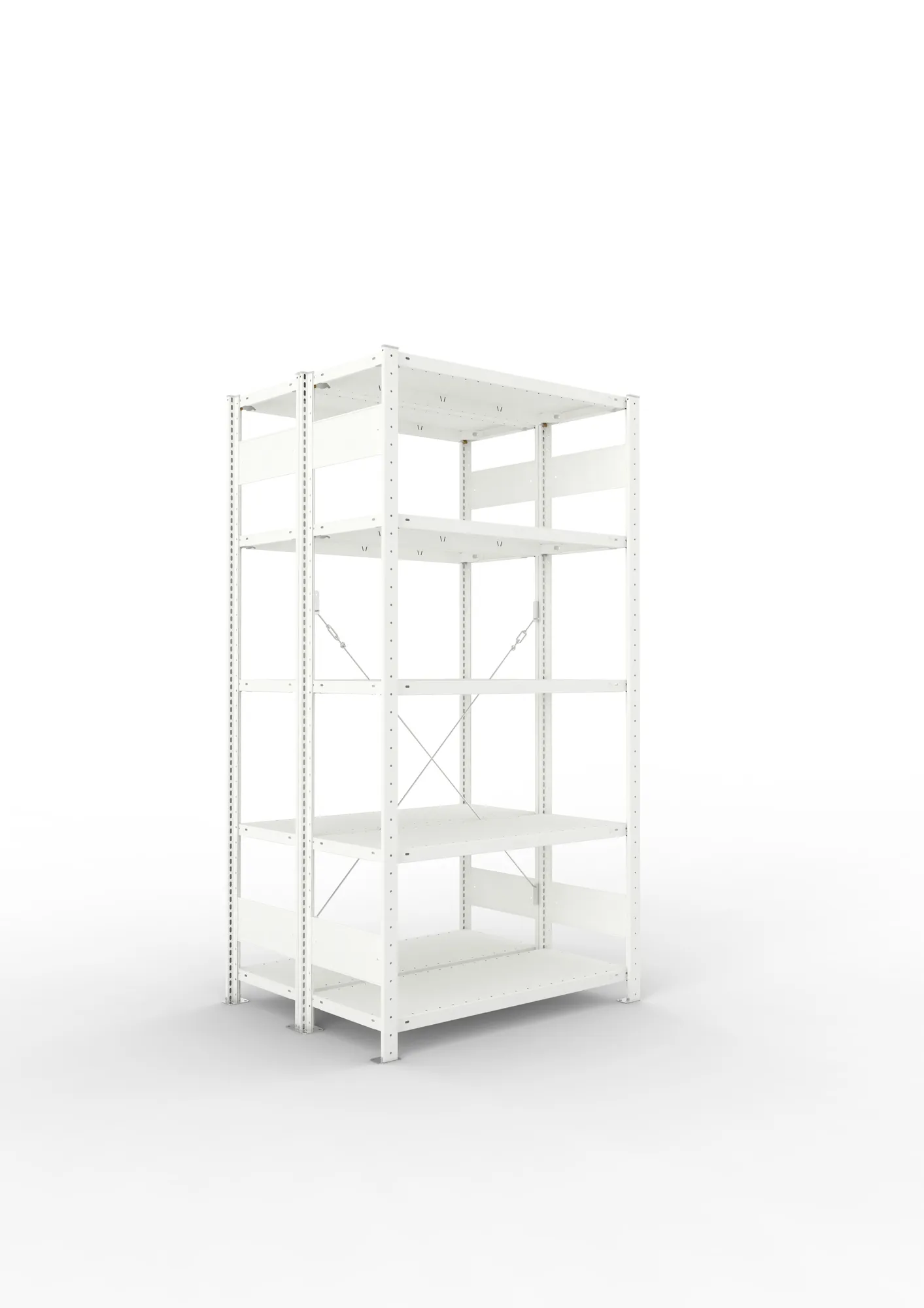 META CLIP | Fachbodenregal | Doppel-Grundregal | 2000 x 1000 x 400 mm | Fachlast 150 kg | 4+1 Ebenen | RAL 7035