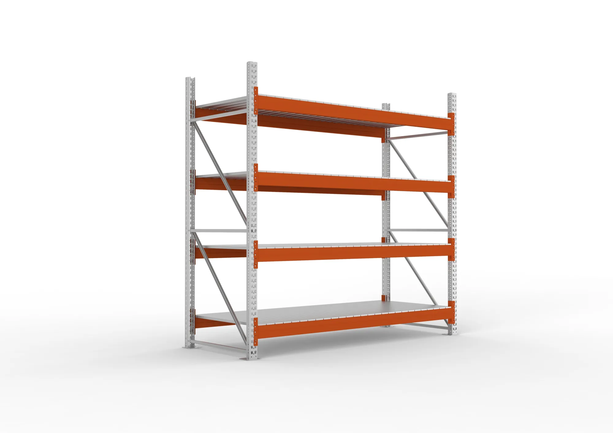 META MULTIPAL | Großfachregal | Grundregal | 2700 x 2700 x 1100 mm | Fachlast 2400 kg | 4 Ebenen | Stahlpaneele | verzinkt