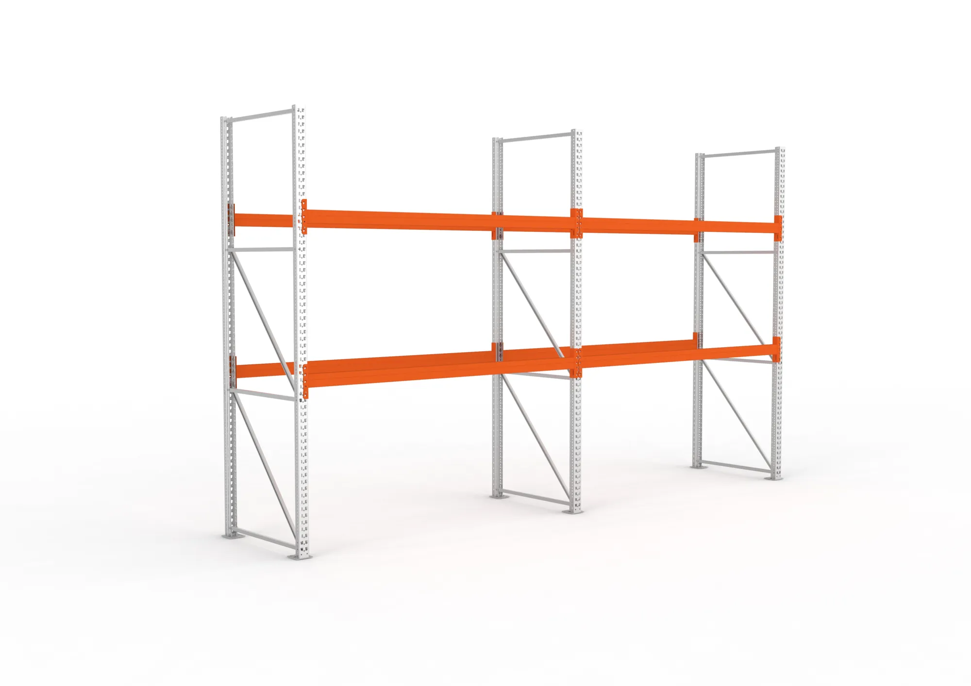 Multipal basic module 3300 x 5655 x 1100 up to 800 Kg pallet capacity galv / RAL 2001 cpl. 3 store levels ( 2 racks )