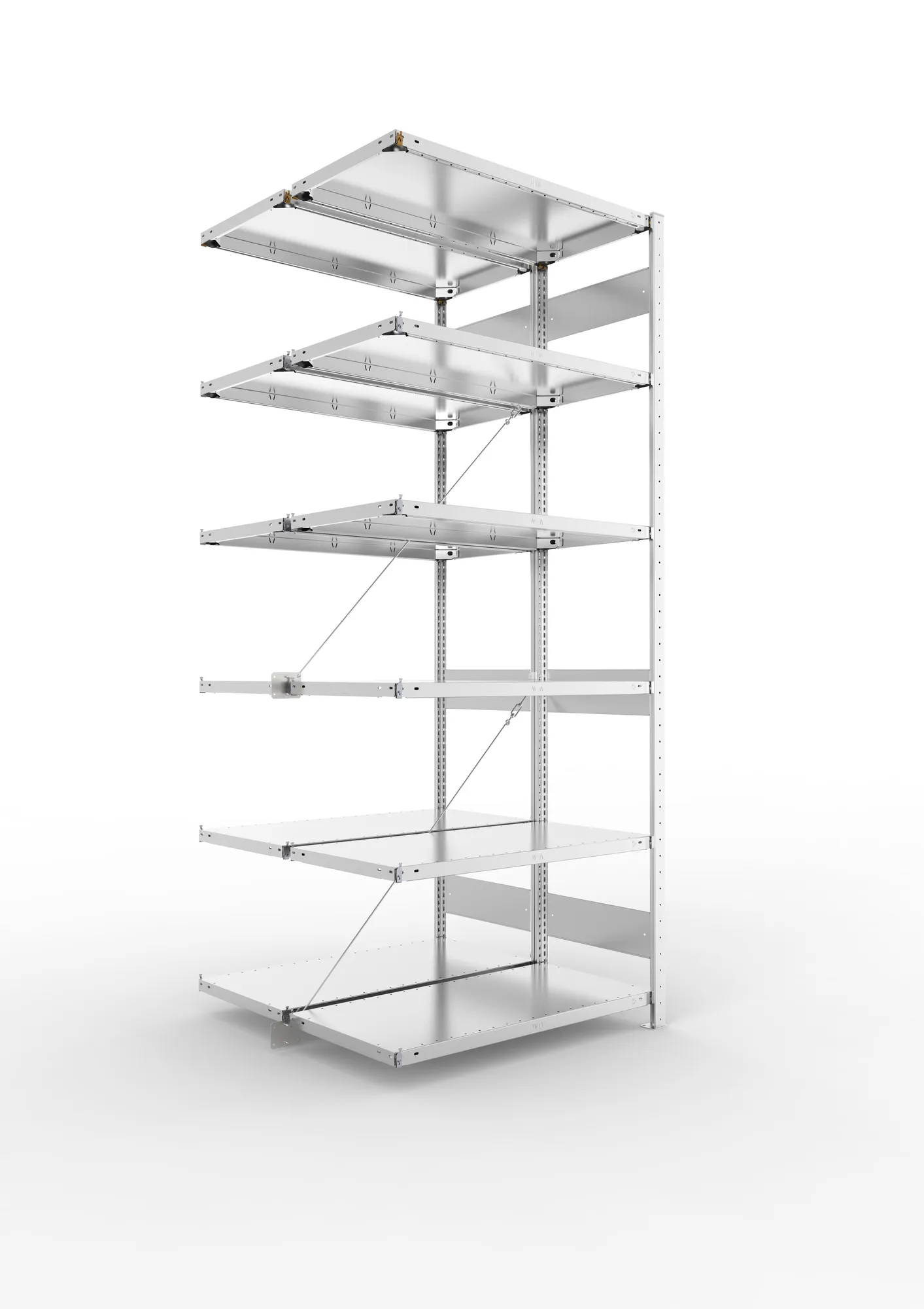META CLIP | Fachbodenregal | Doppel-Anbauregal | 2500 x 1000 x 500 mm | Fachlast 150 kg | 5+1 Ebenen | verzinkt