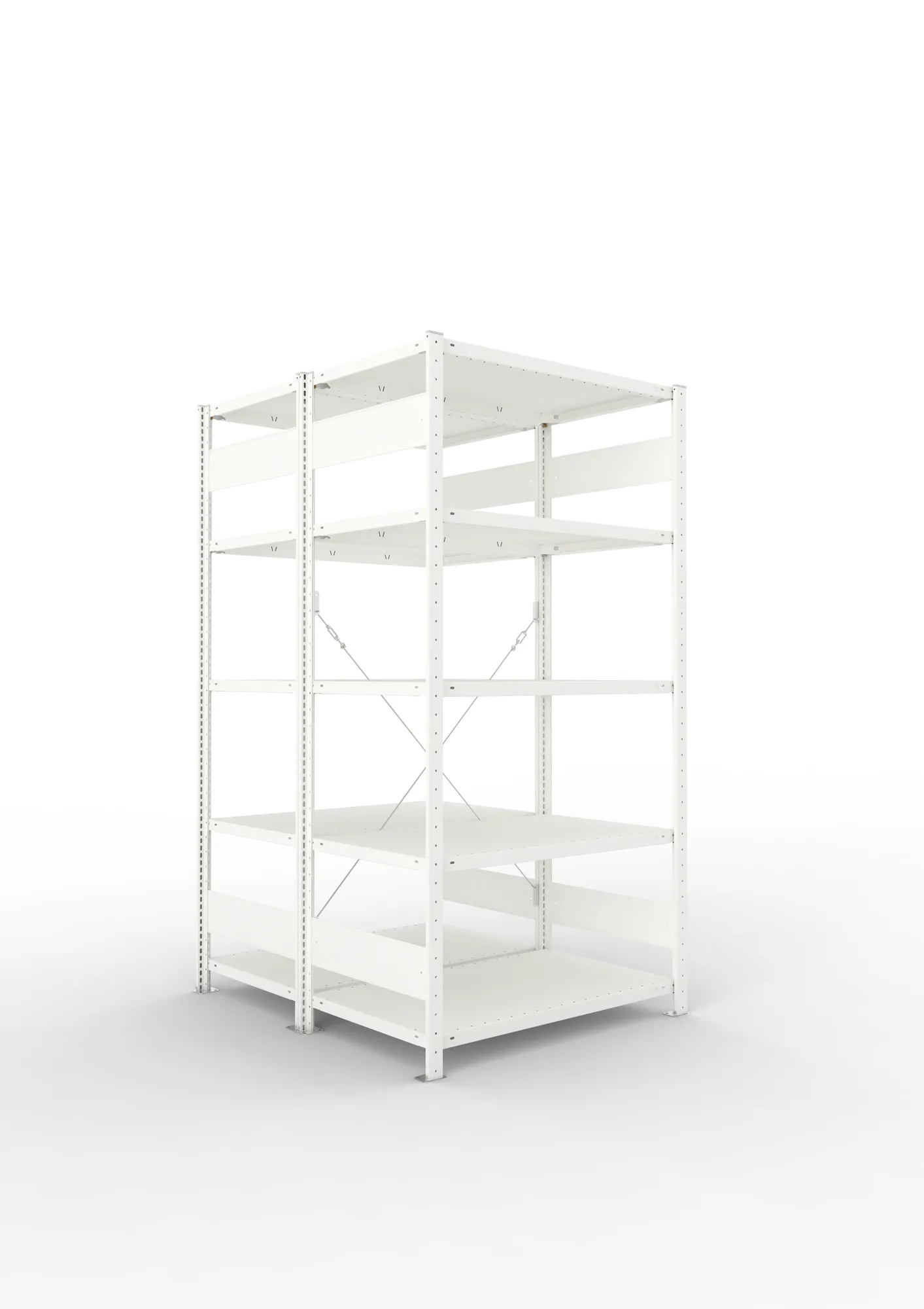 META CLIP | Fachbodenregal | Doppel-Grundregal | 2000 x 1000 x 600 mm | Fachlast 150 kg | 4+1 Ebenen | RAL 7035