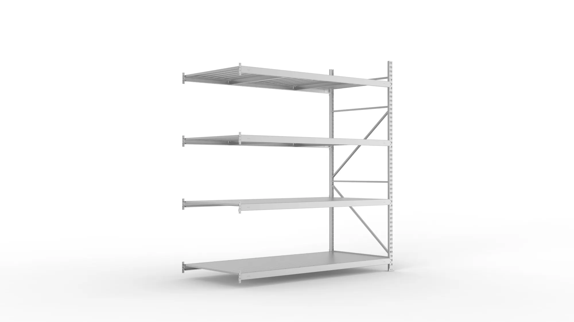 META MINI-RACK Weitspannregal | Anbauregal | 2500 x 2200 x 1050 mm | Fachlast 600 kg | Stahlpaneelböden | 4 Ebenen
