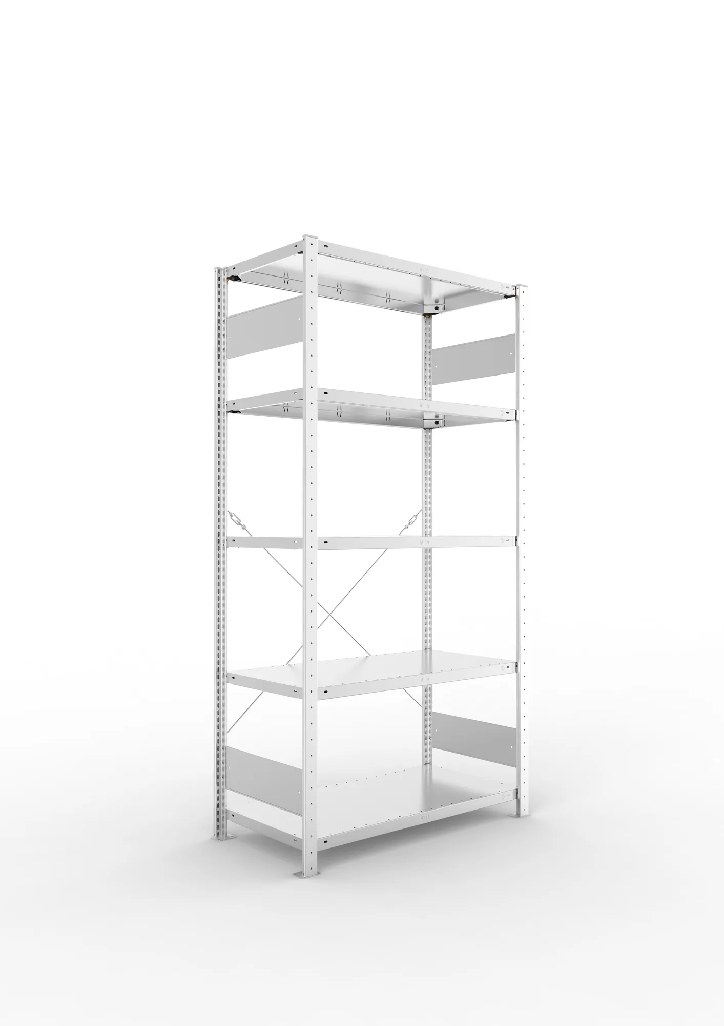 META CLIP S3 | Fachbodenregal | Grundregal | 2000 x 1000 x 500 mm | Fachlast 150 kg | 4+1 Ebenen | verzinkt